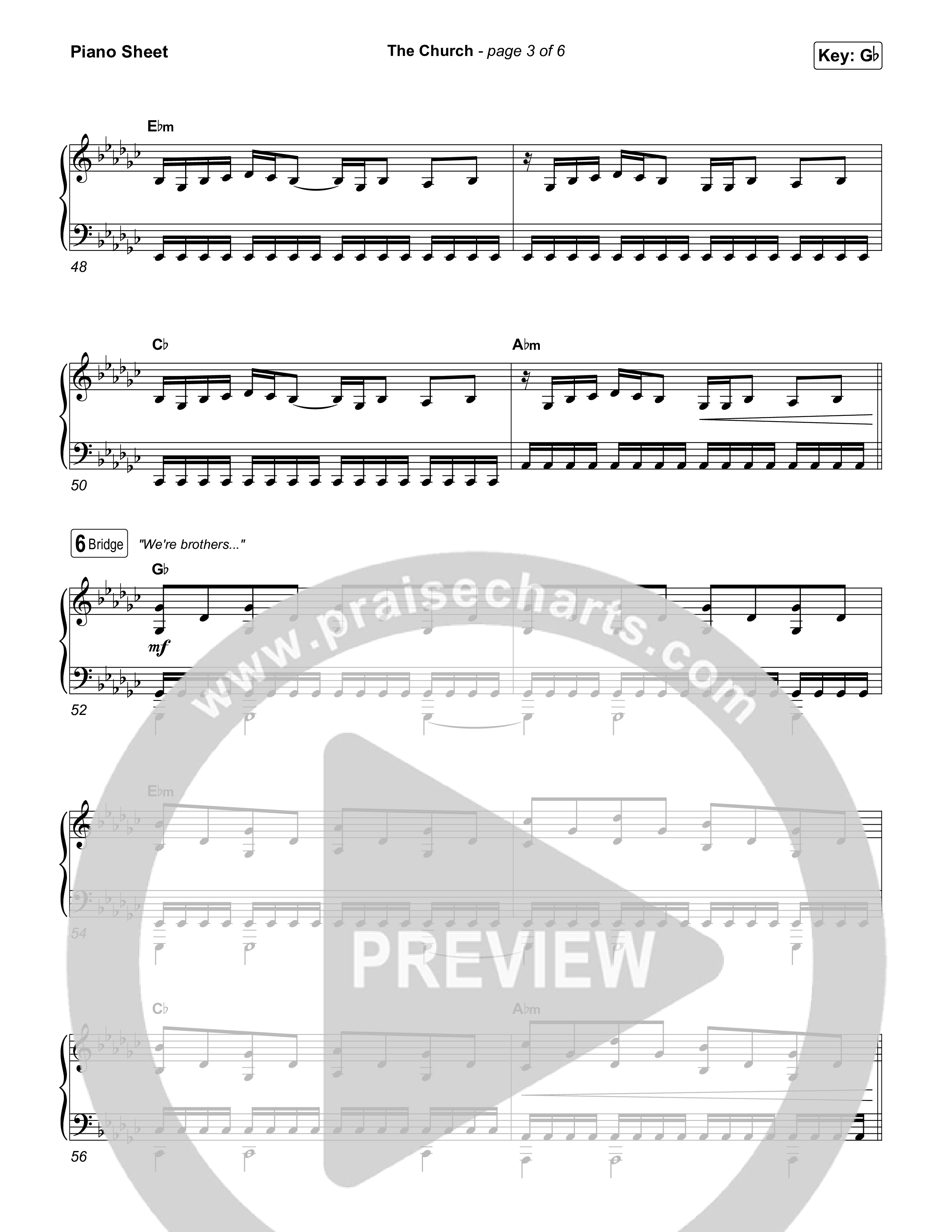The Church (Live) Piano Sheet (Bethel Music)