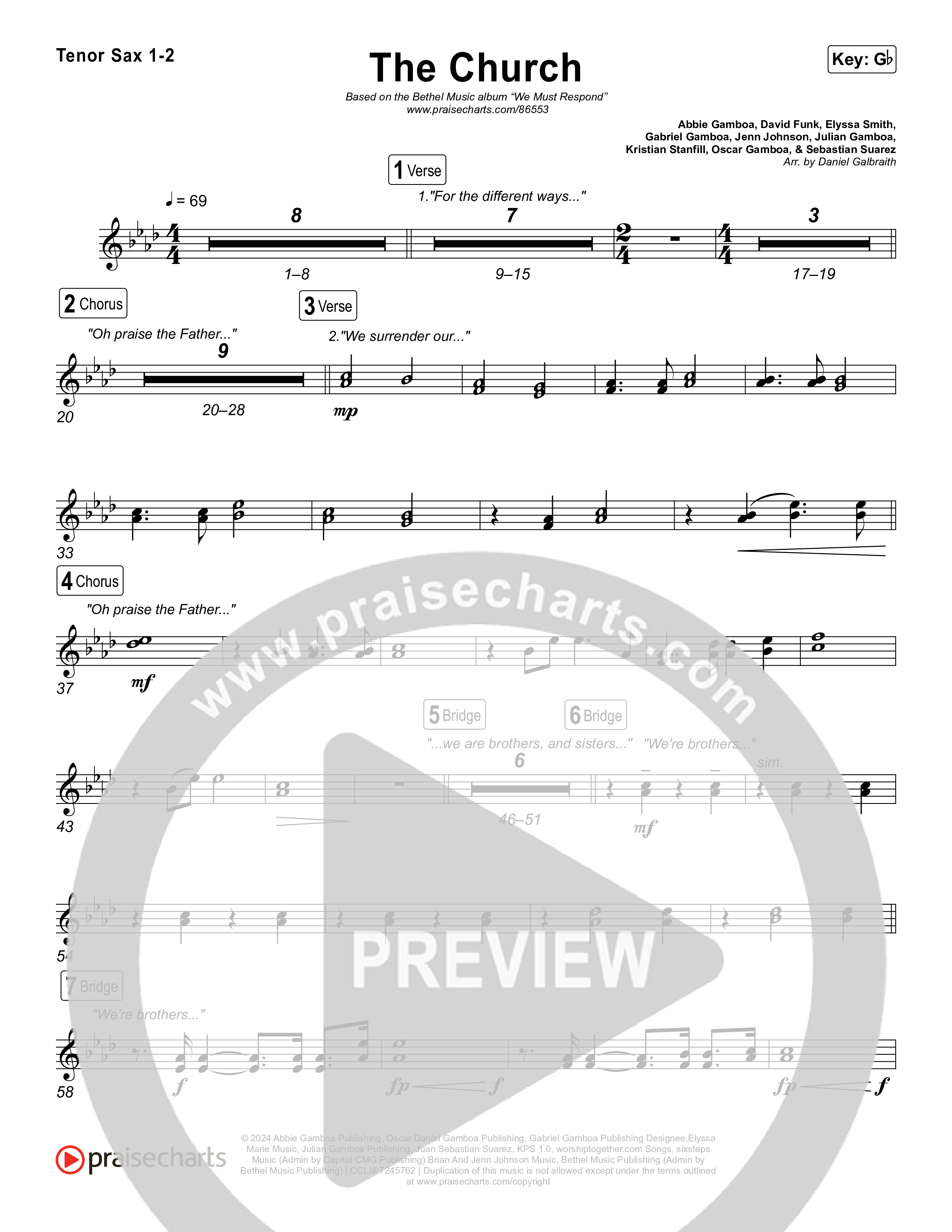 The Church (Live) Sax Pack (Bethel Music)