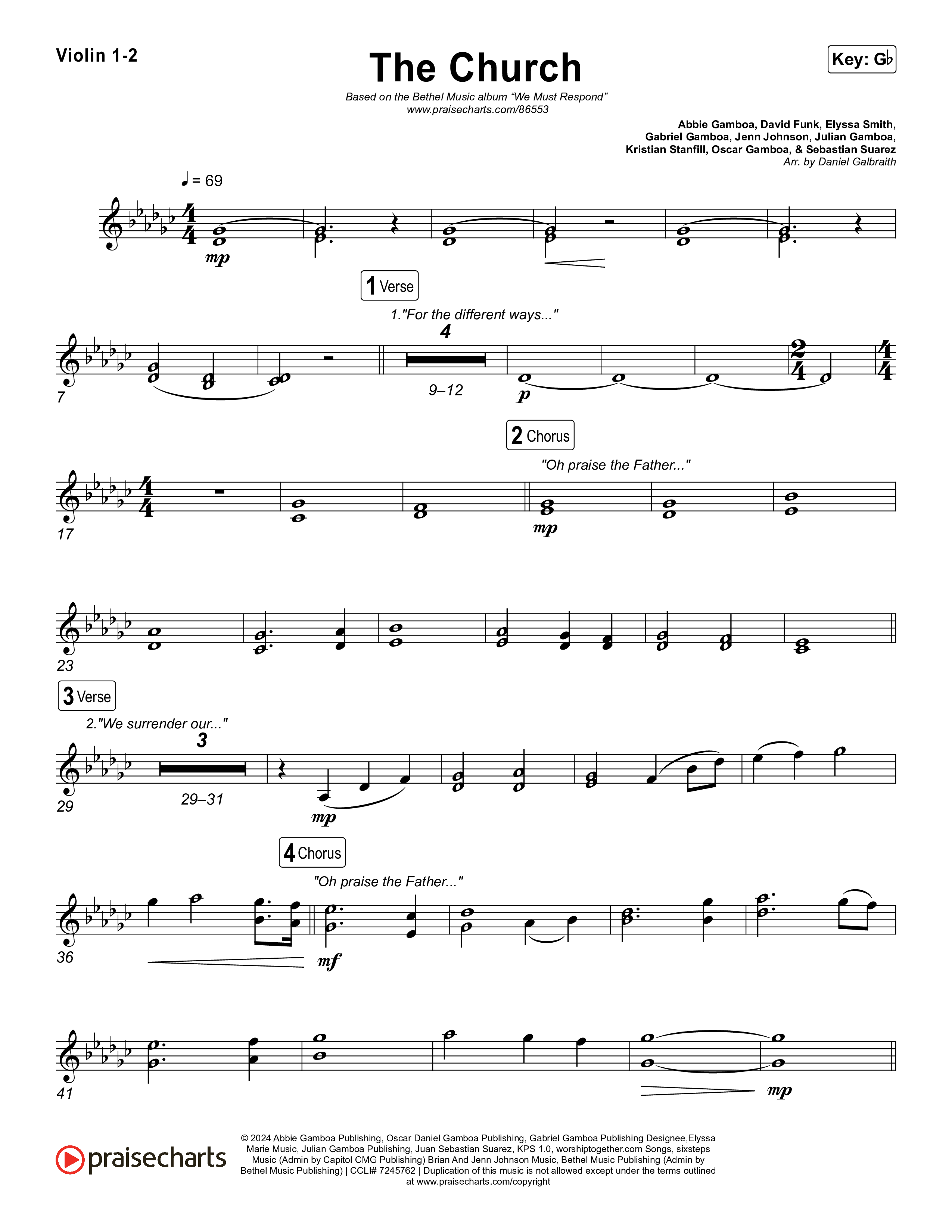 The Church (Live) Violin 1,2 (Bethel Music)