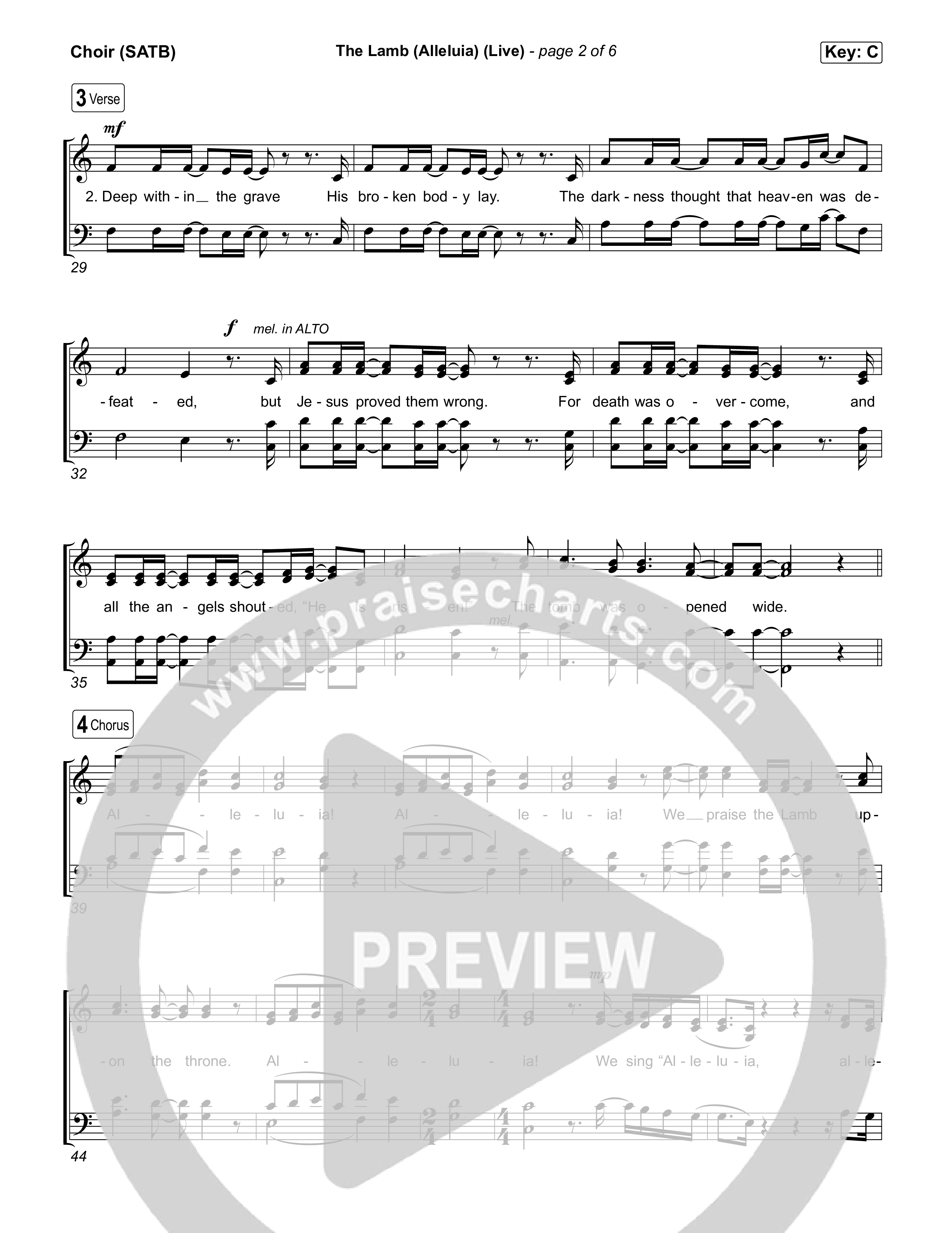 The Lamb (Alleluia) (Live) Choir Sheet (SATB) (Bethel Music)