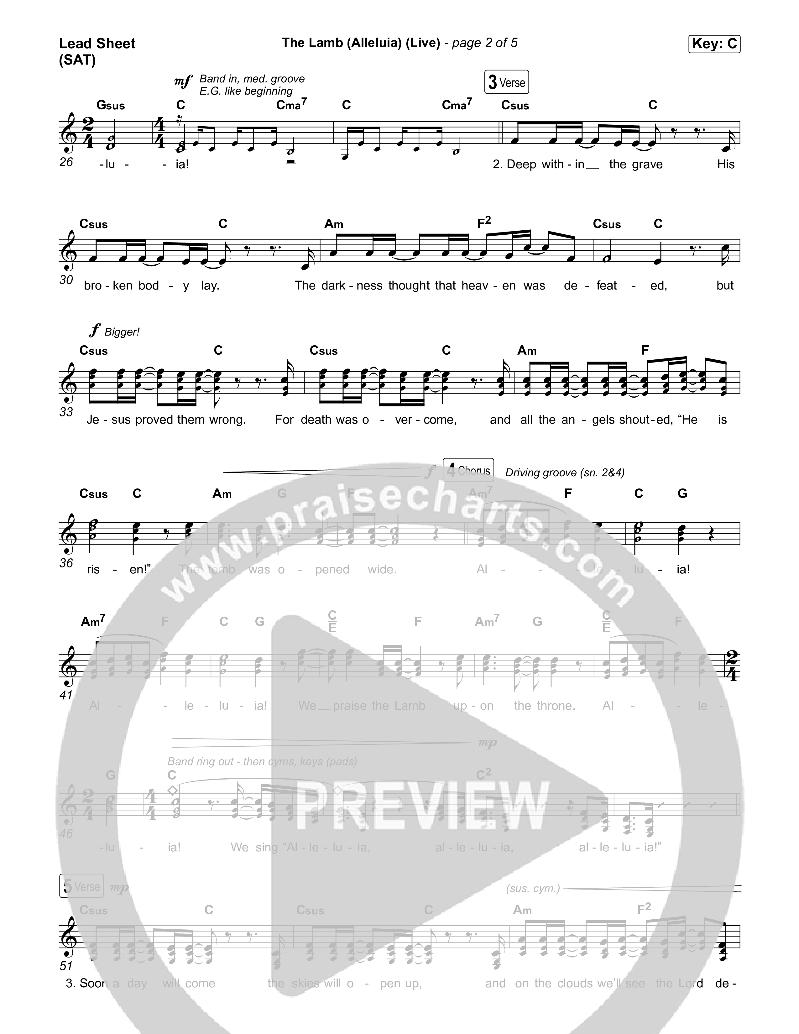 The Lamb (Alleluia) (Live) Lead Sheet (SAT) (Bethel Music)