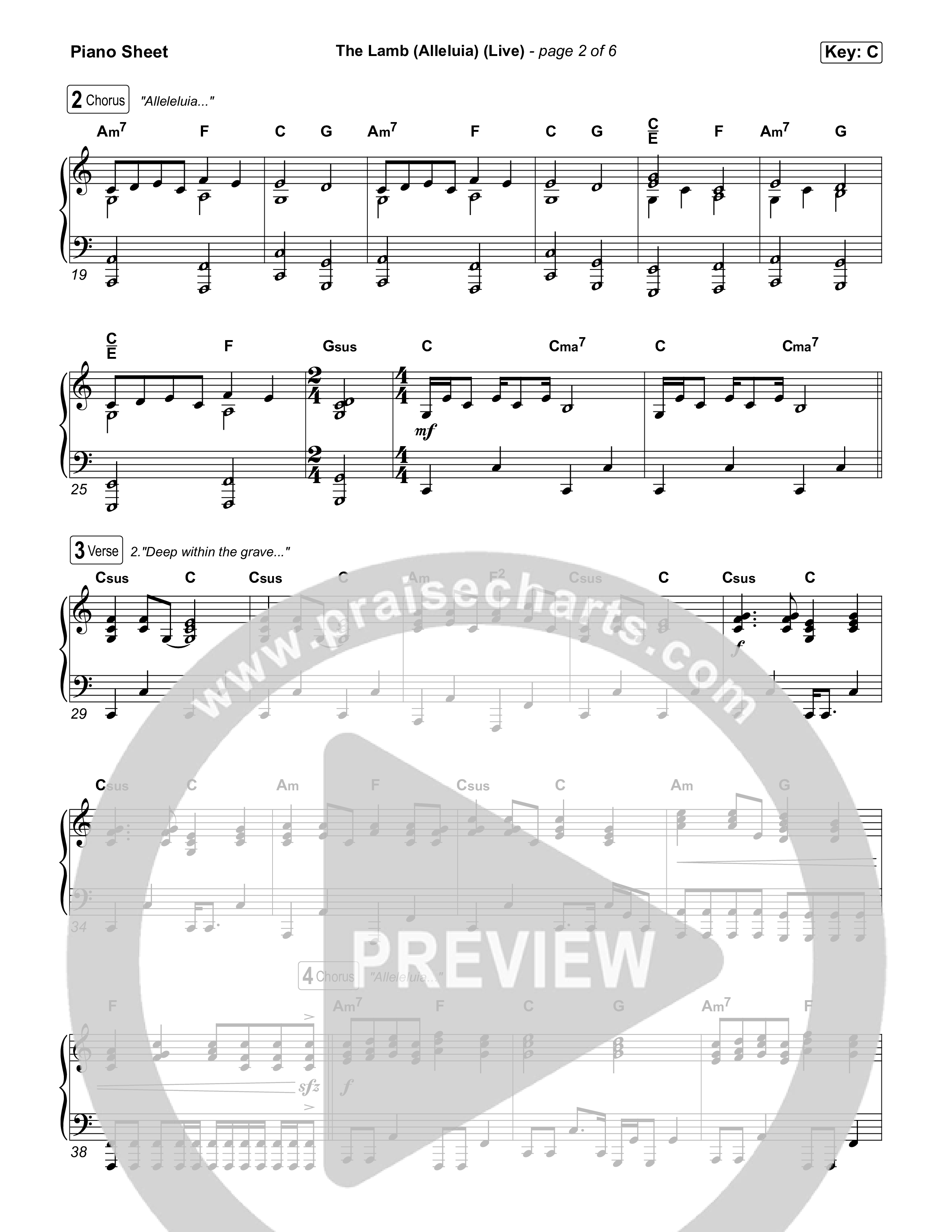 The Lamb (Alleluia) (Live) Piano Sheet (Bethel Music)