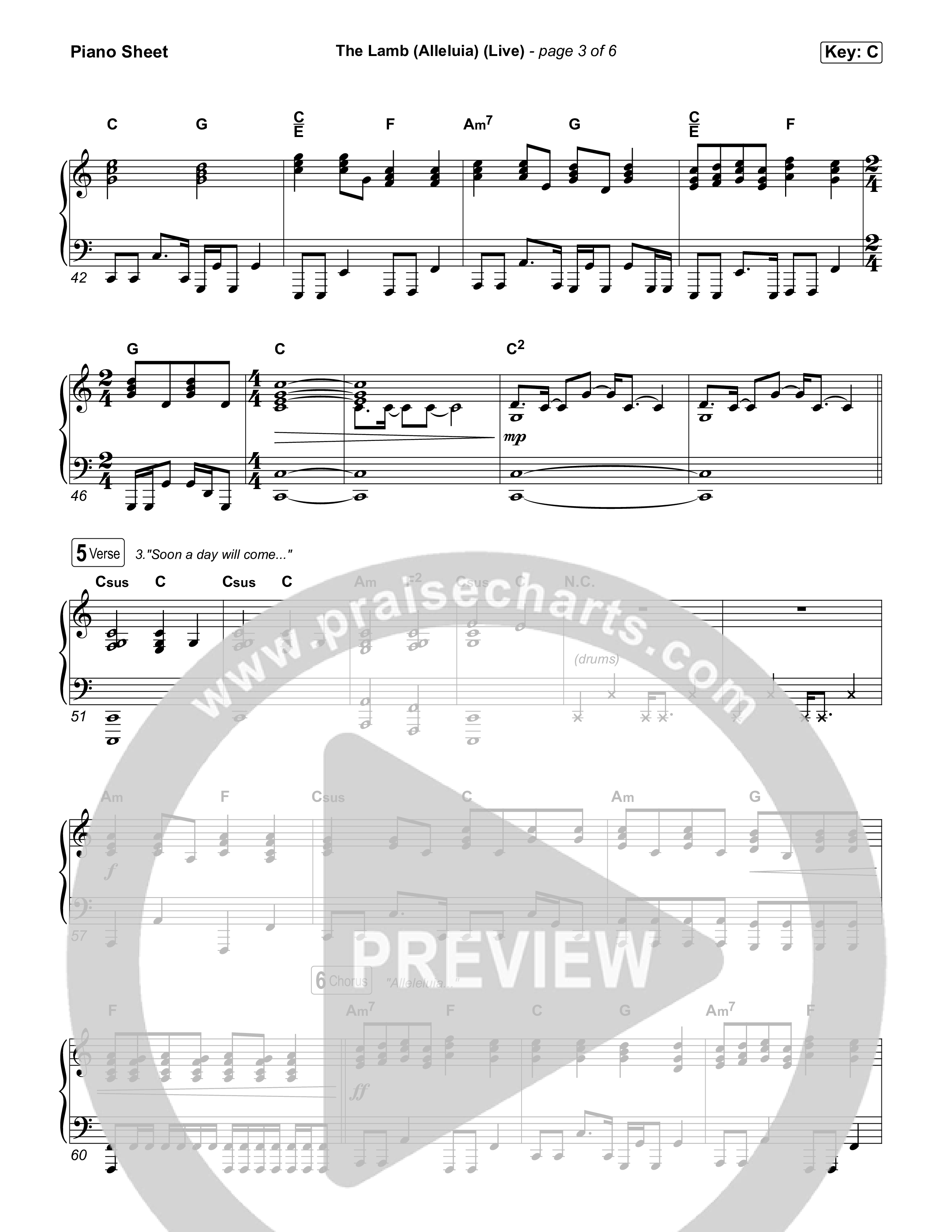 The Lamb (Alleluia) (Live) Piano Sheet (Bethel Music)