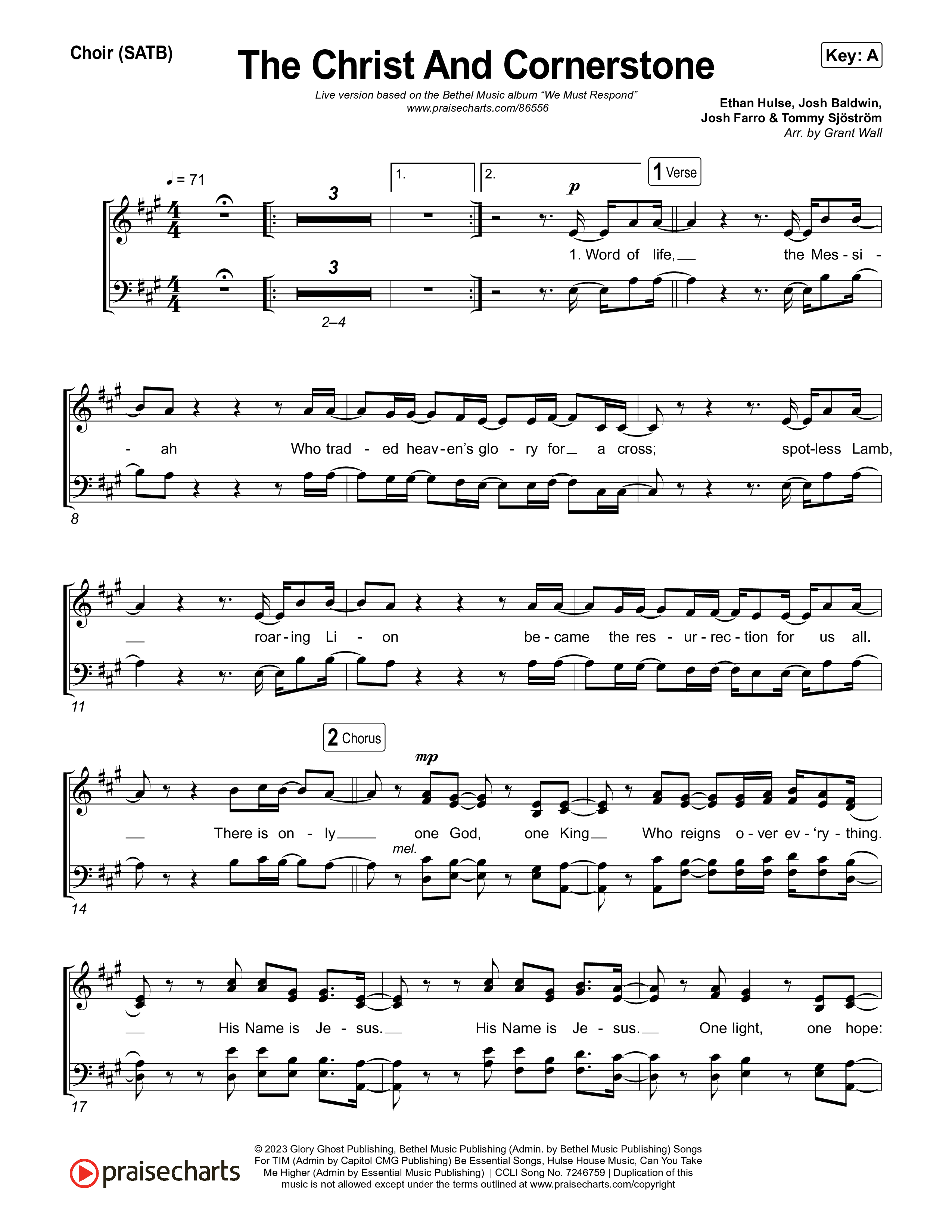 The Christ And Cornerstone (Live) Choir Sheet (SATB) (Bethel Music)