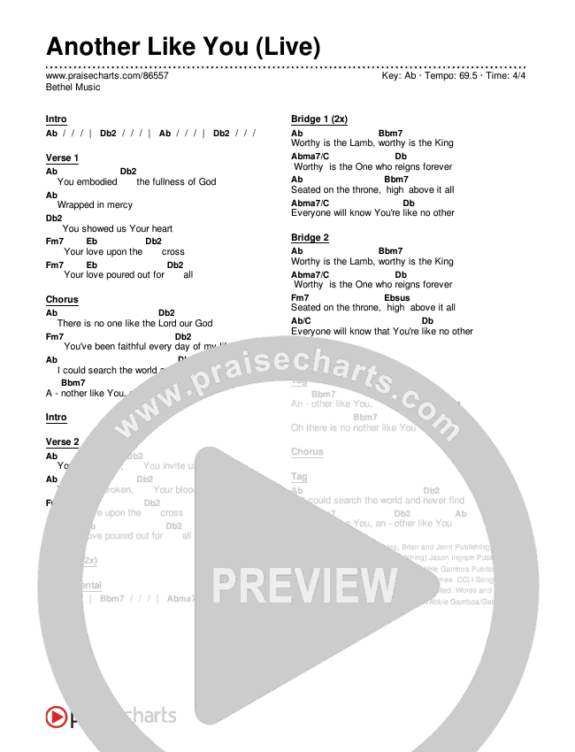 Another Like You (Live) Chords & Lyrics (Bethel Music)