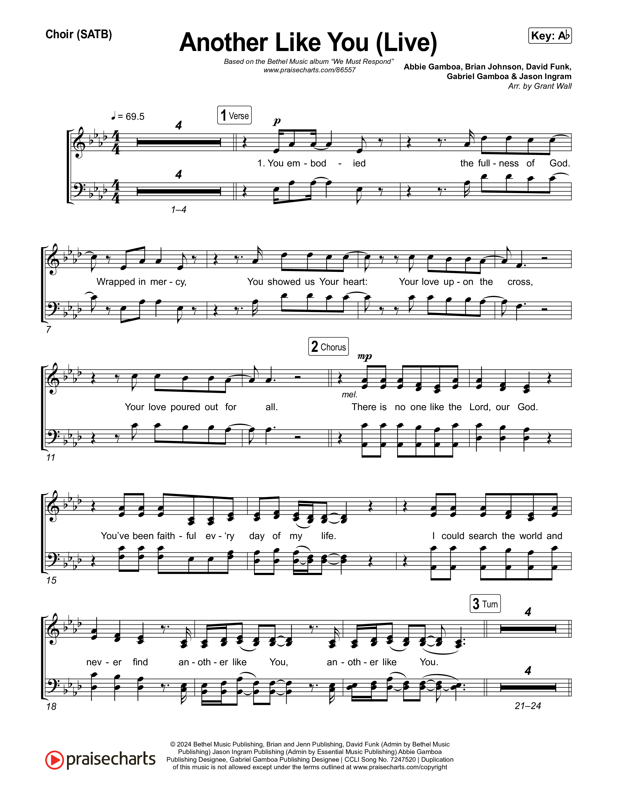 Another Like You (Live) Choir Sheet (SATB) (Bethel Music)