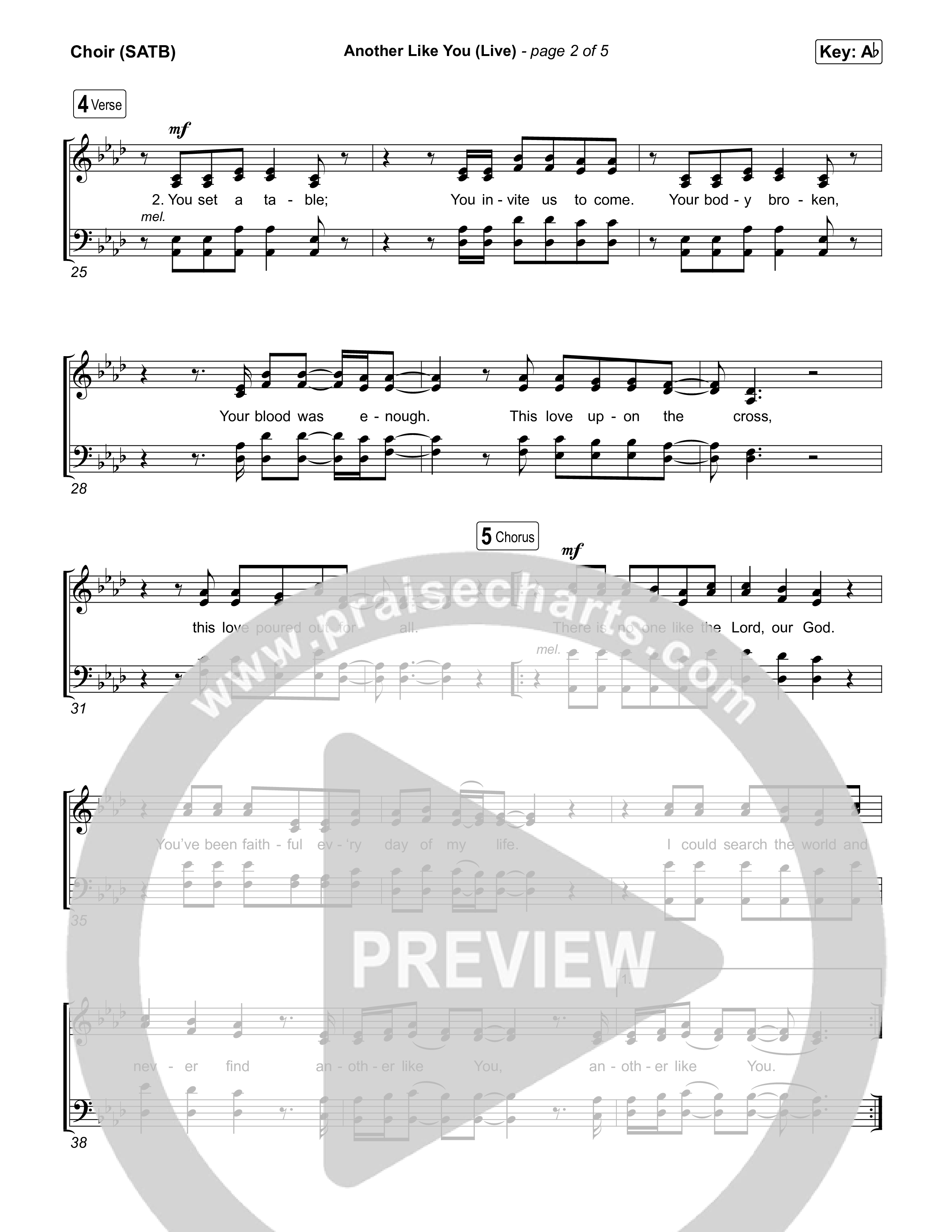 Another Like You (Live) Choir Sheet (SATB) (Bethel Music)