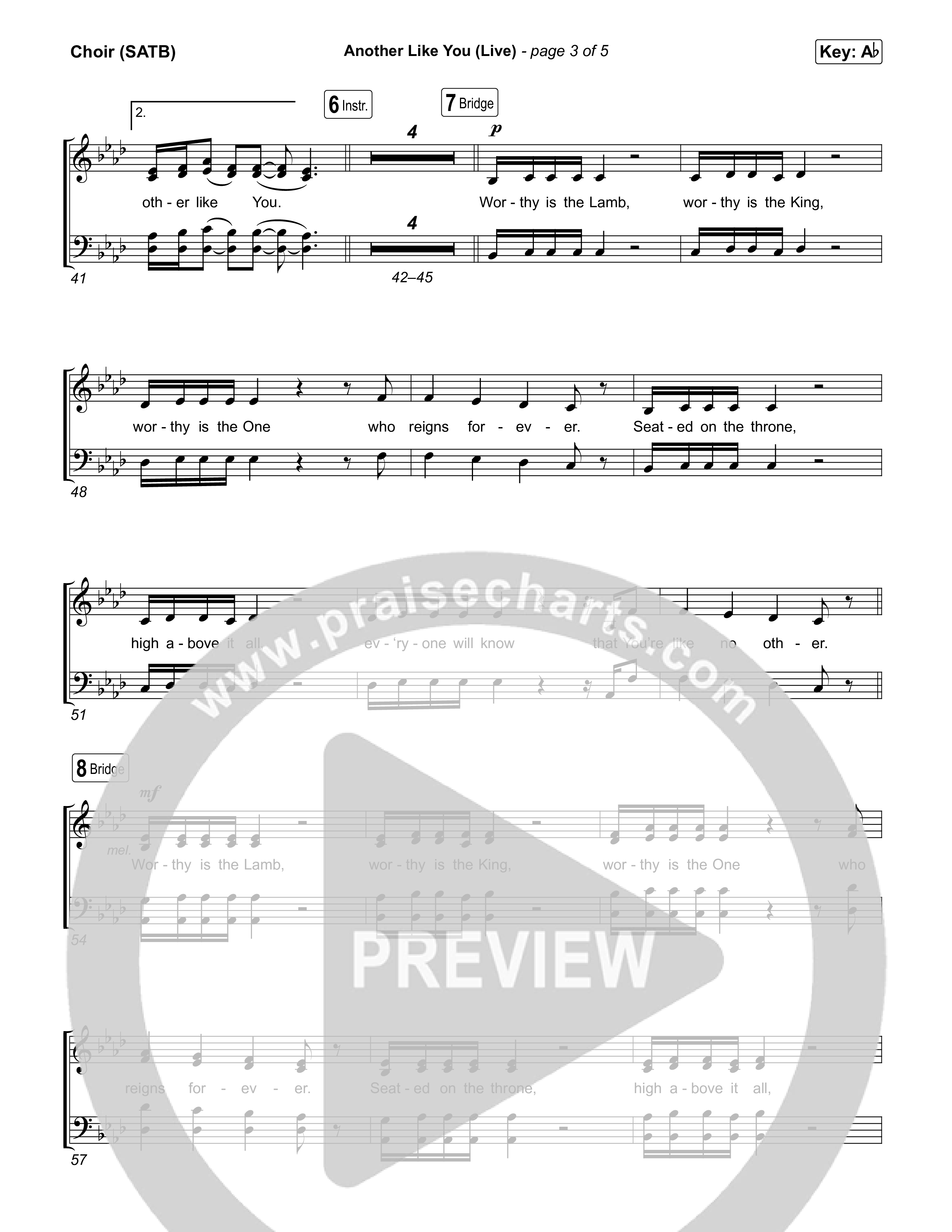 Another Like You (Live) Choir Sheet (SATB) (Bethel Music)