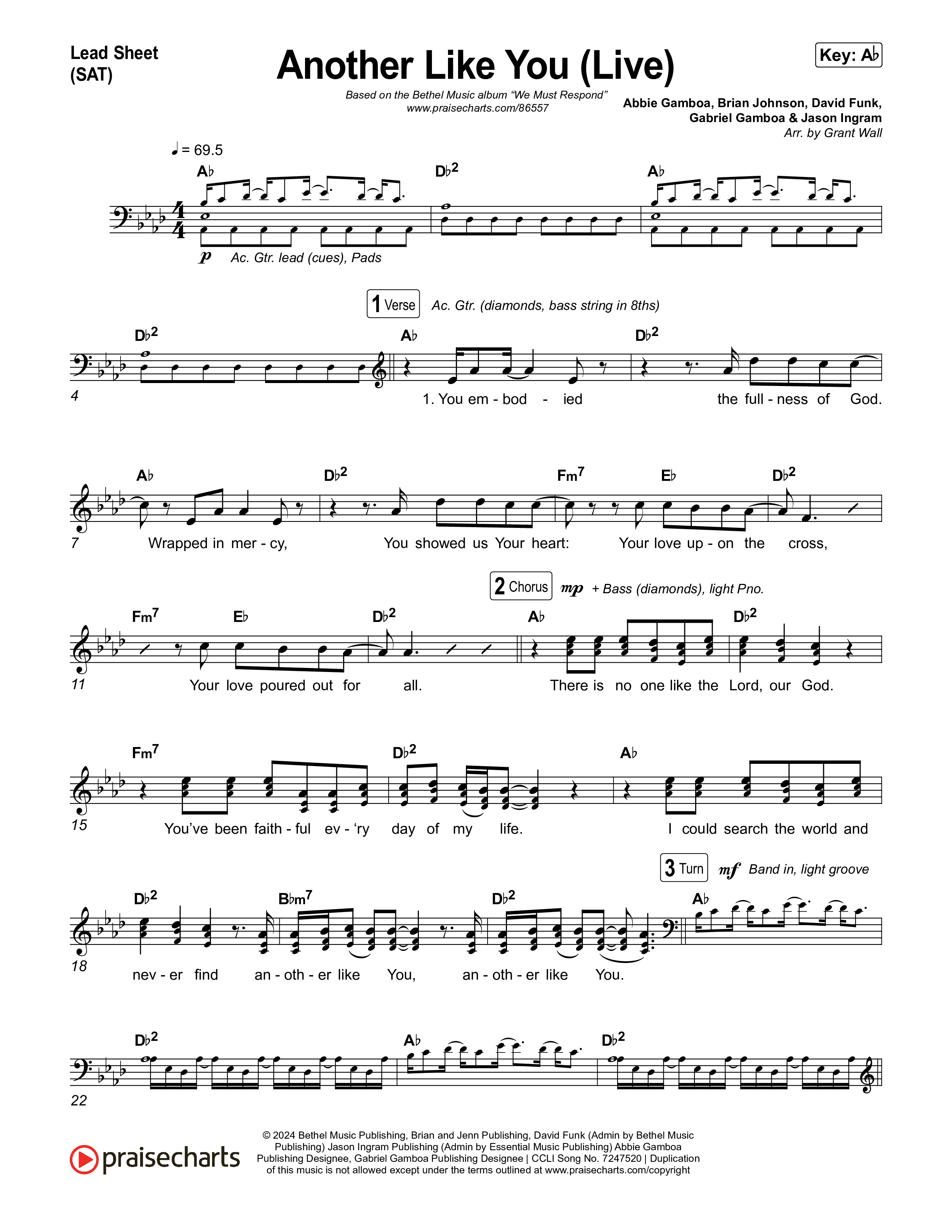 Another Like You (Live) Lead Sheet (SAT) (Bethel Music)