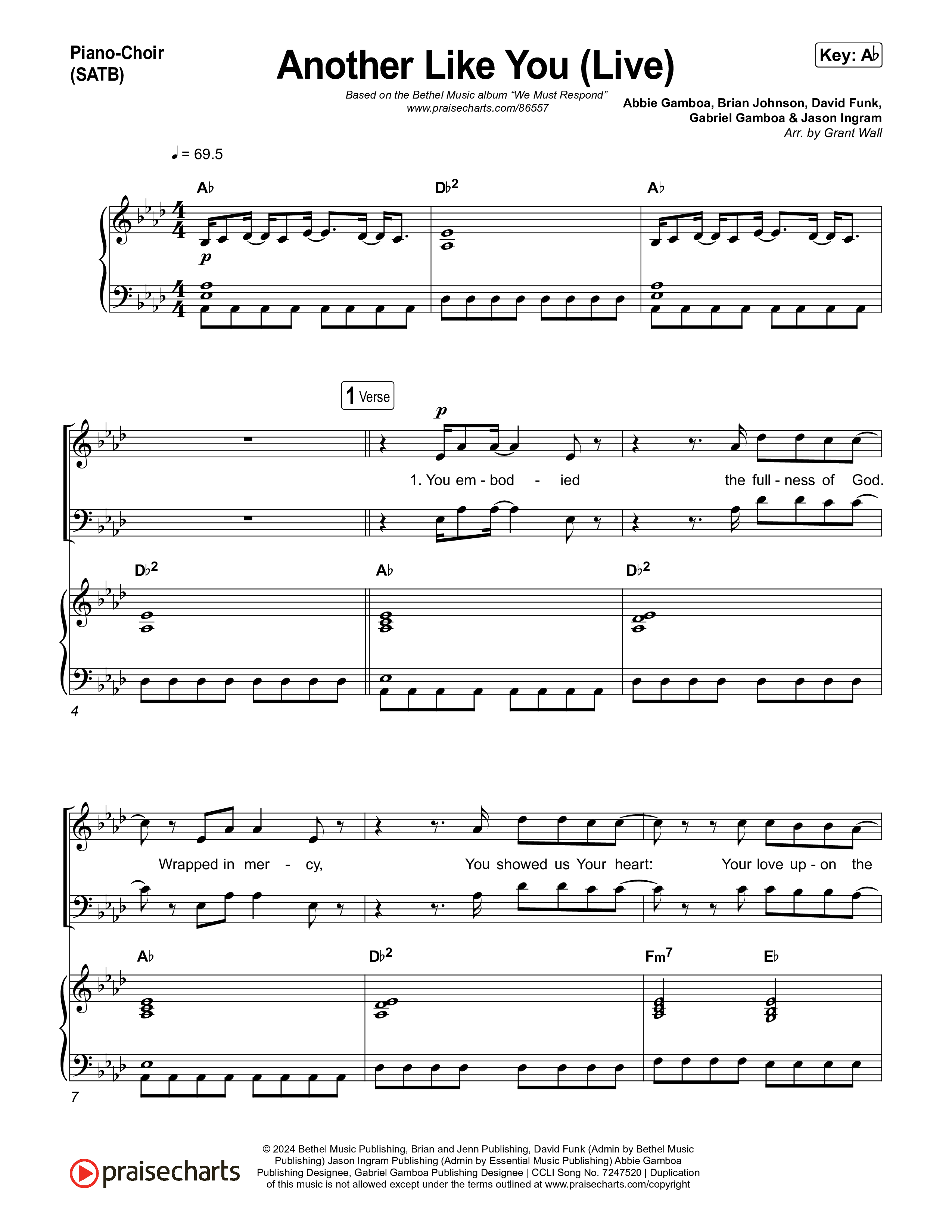 Another Like You (Live) Piano/Vocal Pack (Bethel Music)