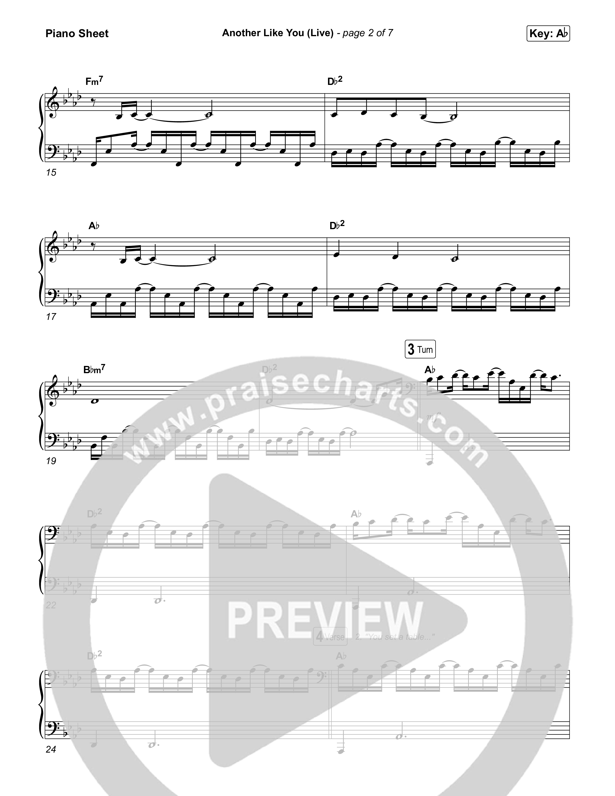 Another Like You (Live) Piano Sheet (Bethel Music)