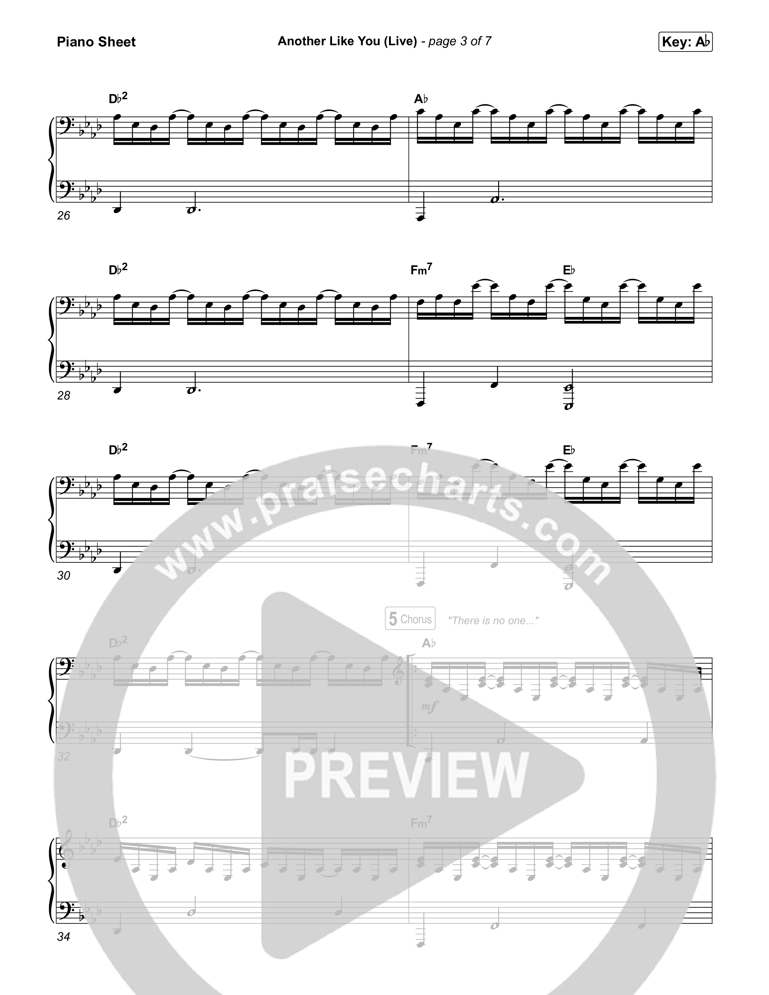 Another Like You (Live) Piano Sheet (Bethel Music)