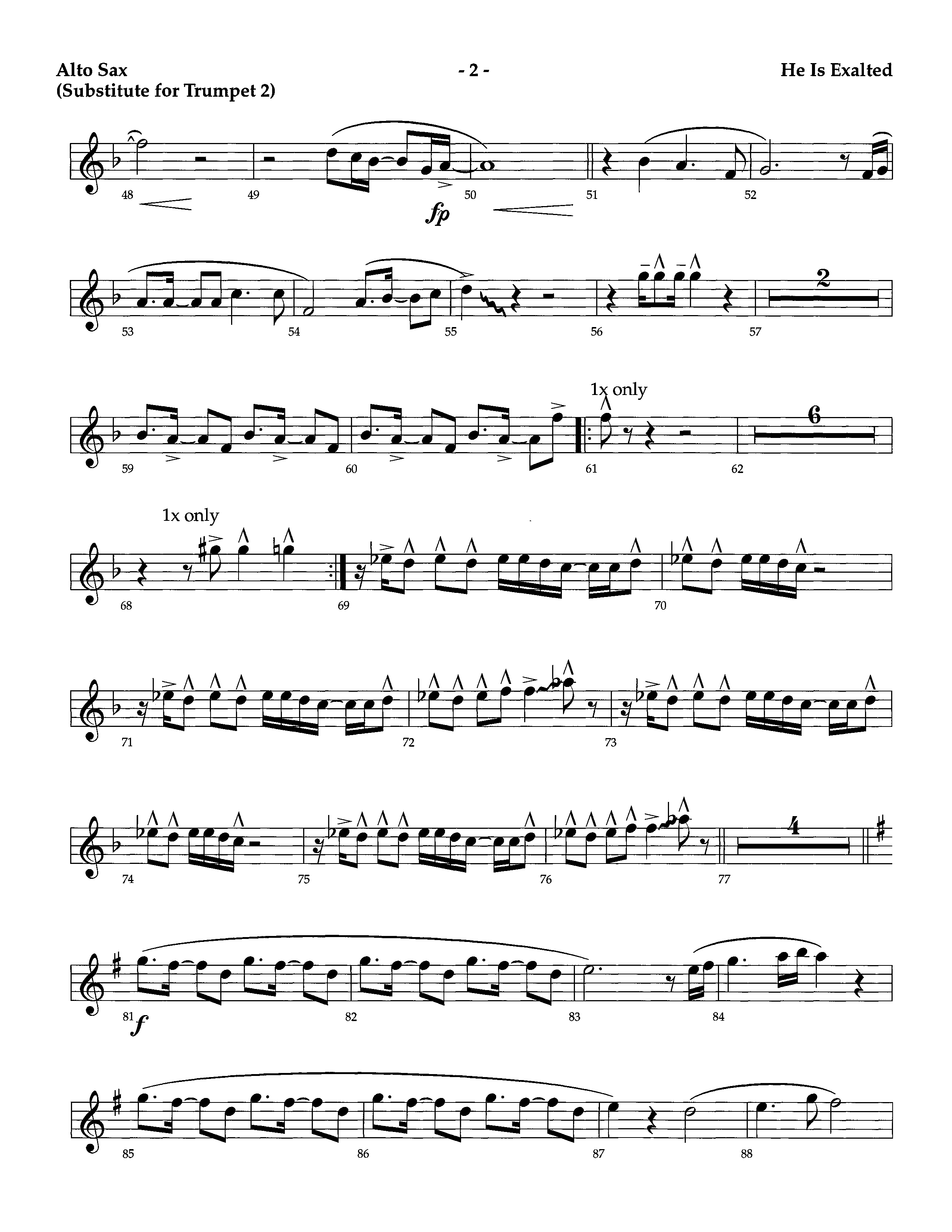 He Is Exalted (Instrumental) Alto Sax (Lifeway Worship / Arr. Richard Kingsmore)