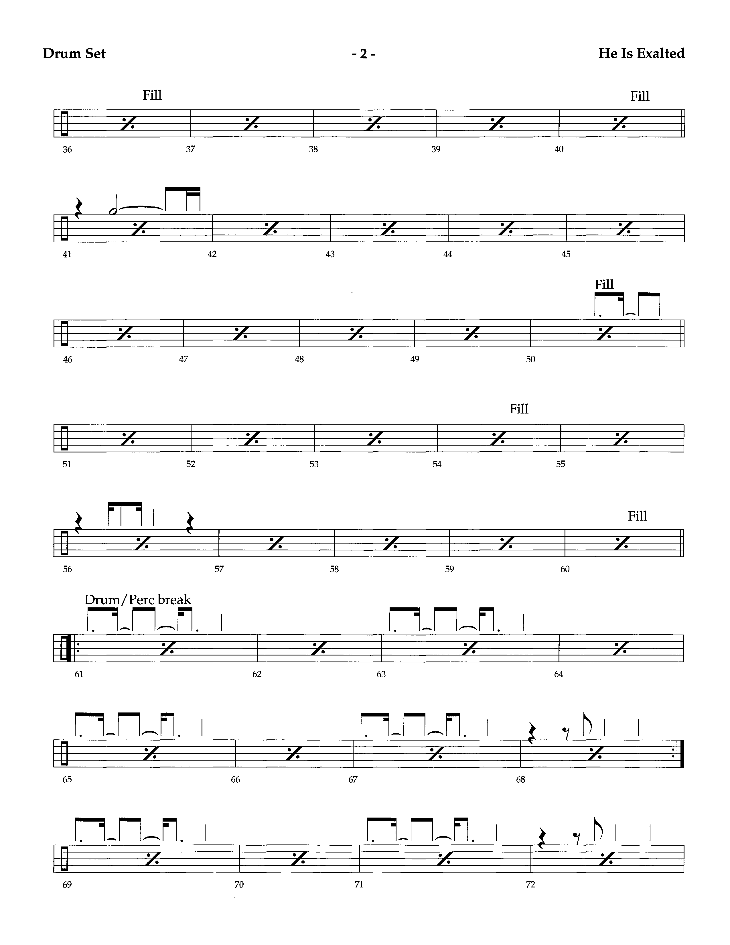 He Is Exalted (Instrumental) Drum Set (Lifeway Worship / Arr. Richard Kingsmore)