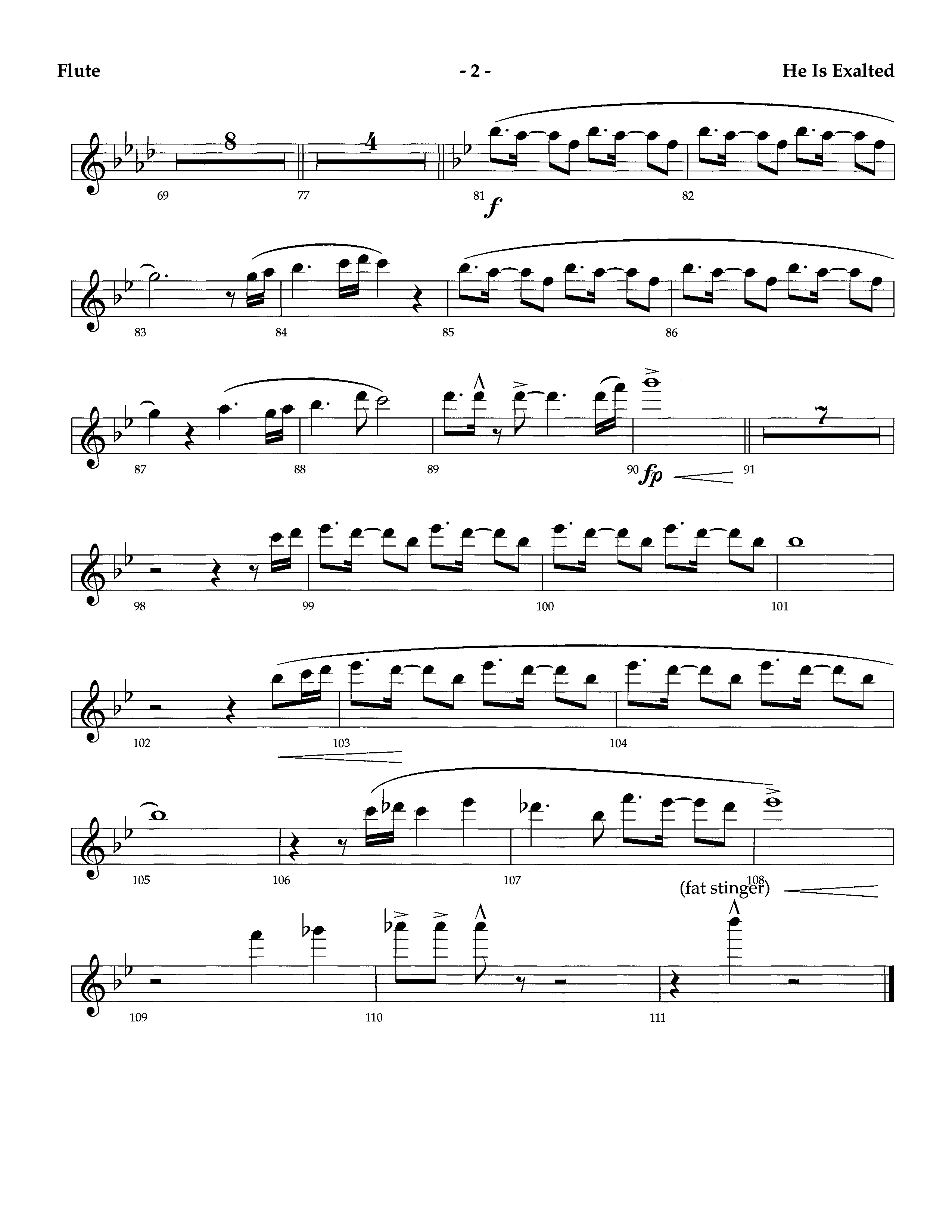 He Is Exalted (Instrumental) Flute (Lifeway Worship / Arr. Richard Kingsmore)