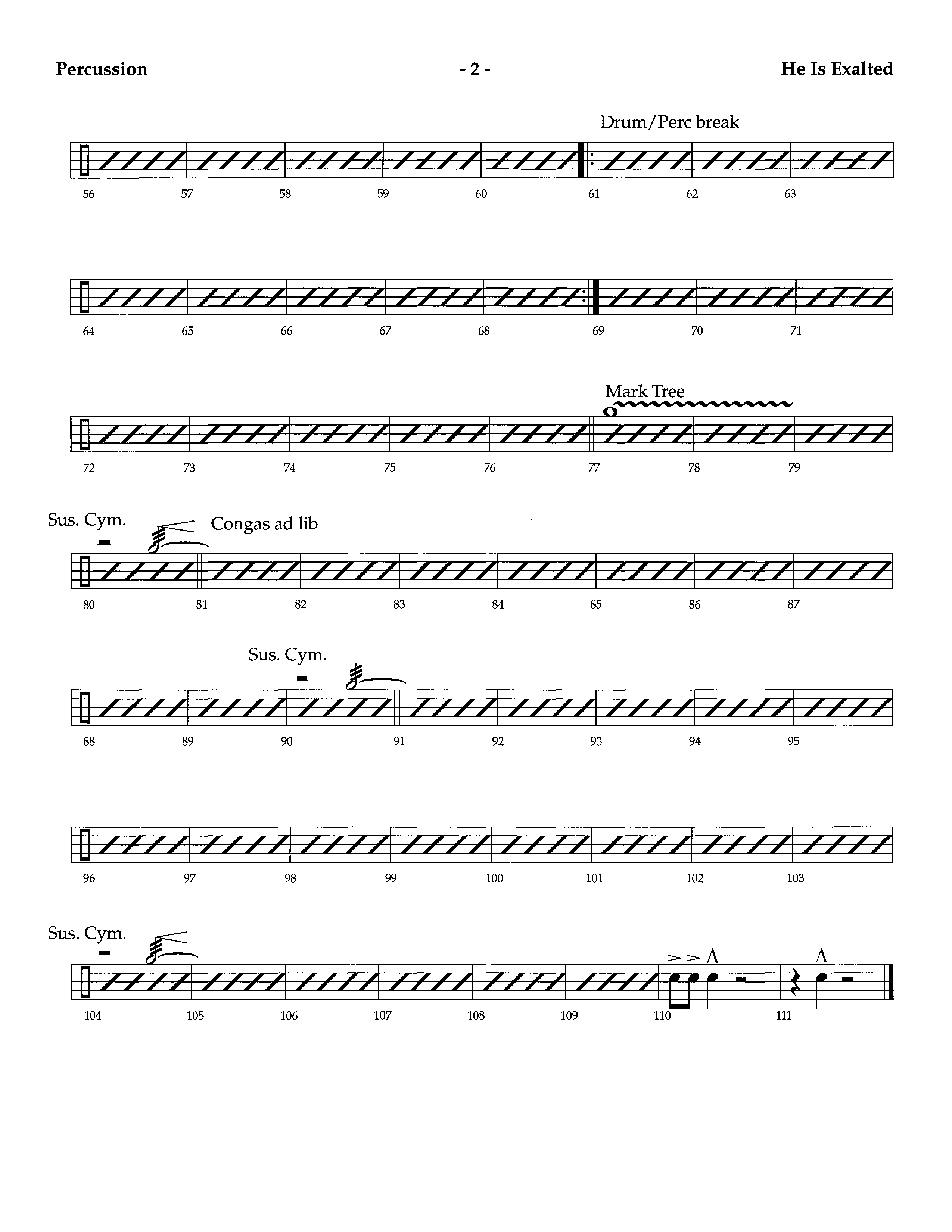 He Is Exalted (Instrumental) Percussion (Lifeway Worship / Arr. Richard Kingsmore)