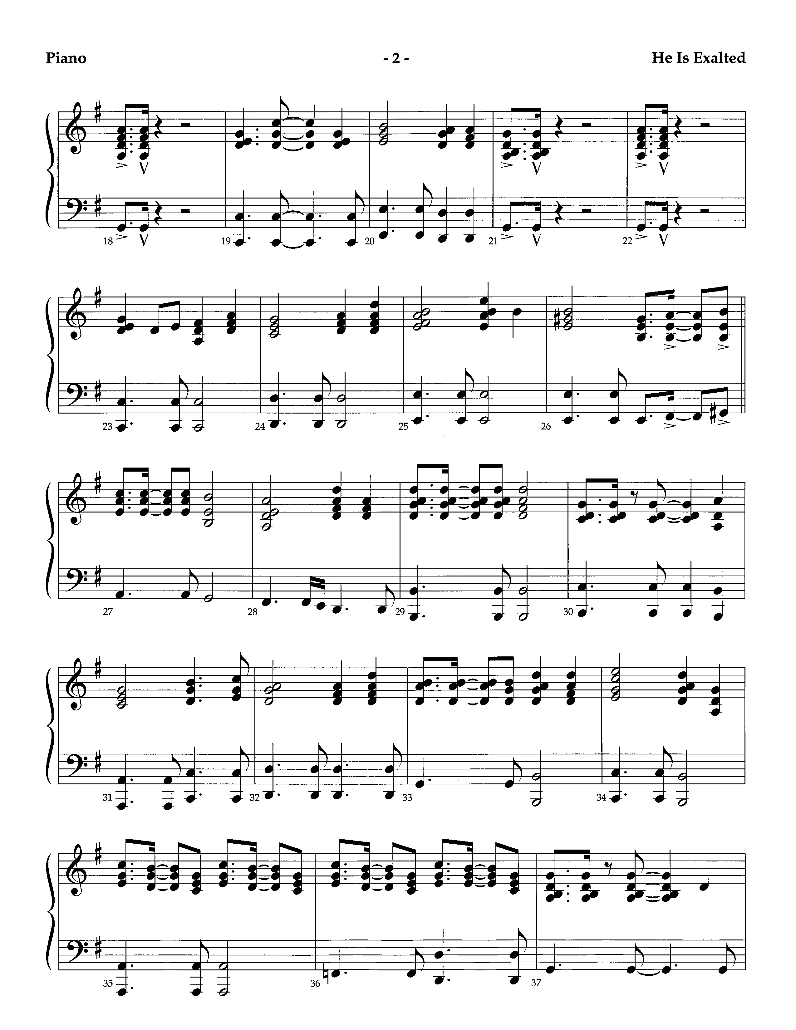 He Is Exalted (Instrumental) Piano Sheet (Lifeway Worship / Arr. Richard Kingsmore)
