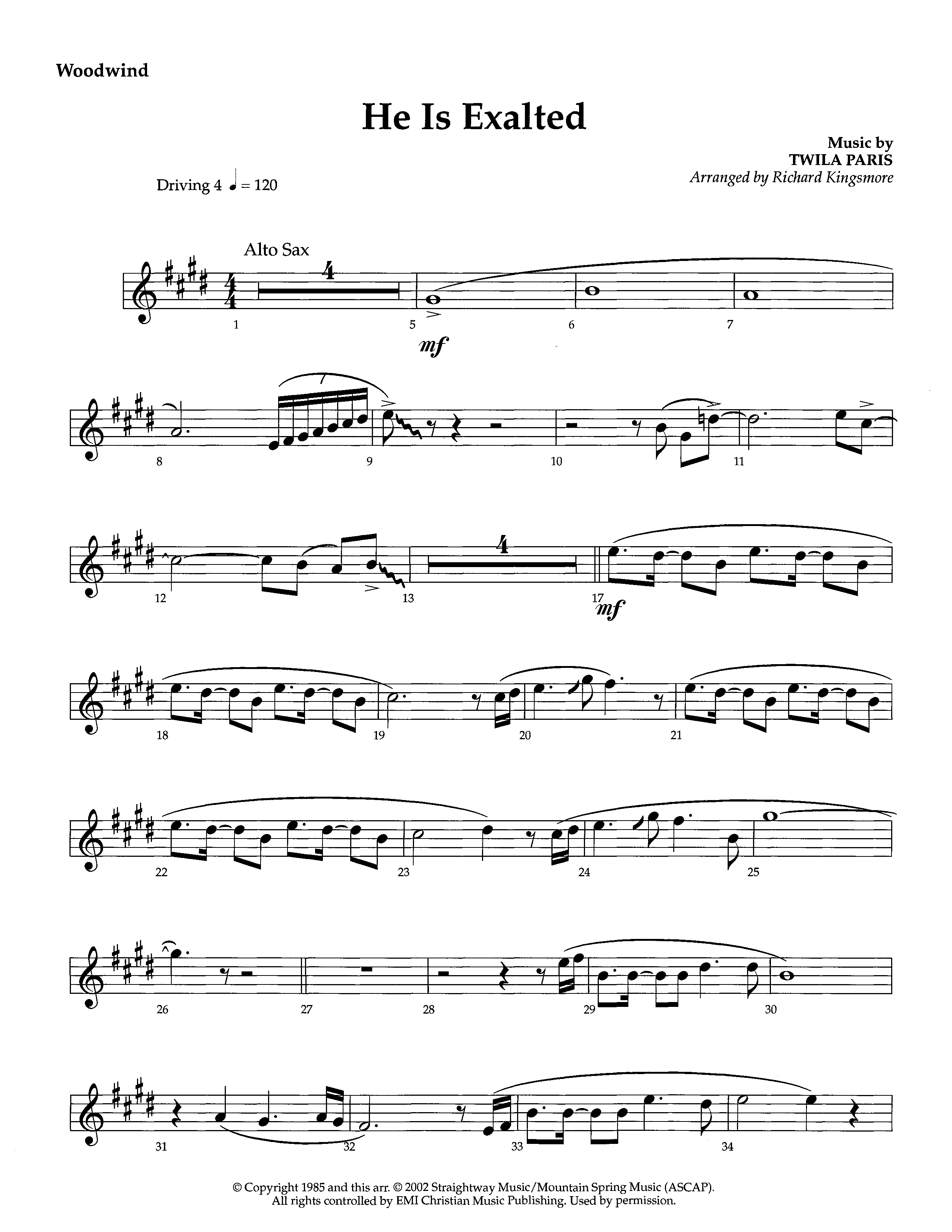 He Is Exalted (Instrumental) Winds (Lifeway Worship / Arr. Richard Kingsmore)