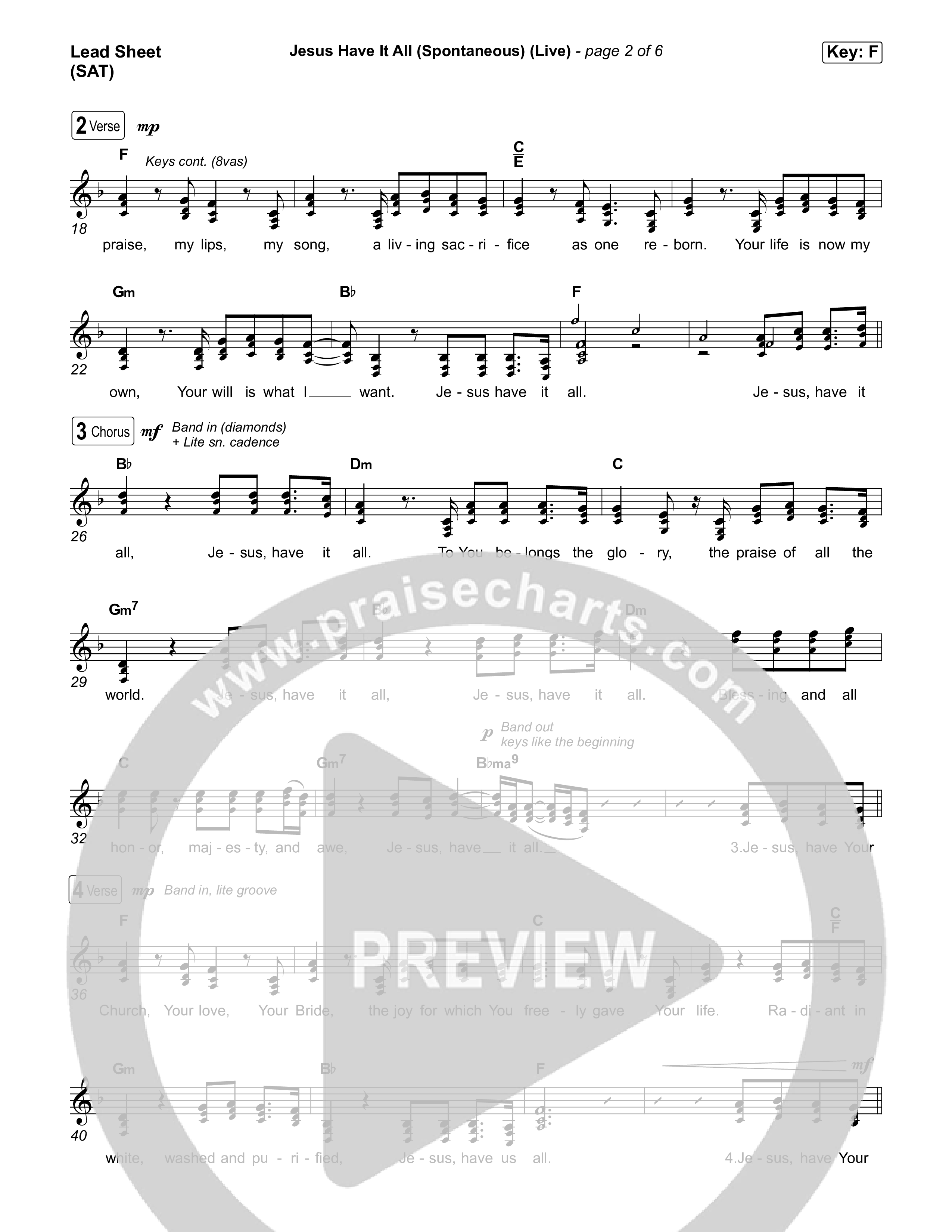 Jesus Have It All (Spontaneous) (Live) Lead Sheet (SAT) (Bethel Music)