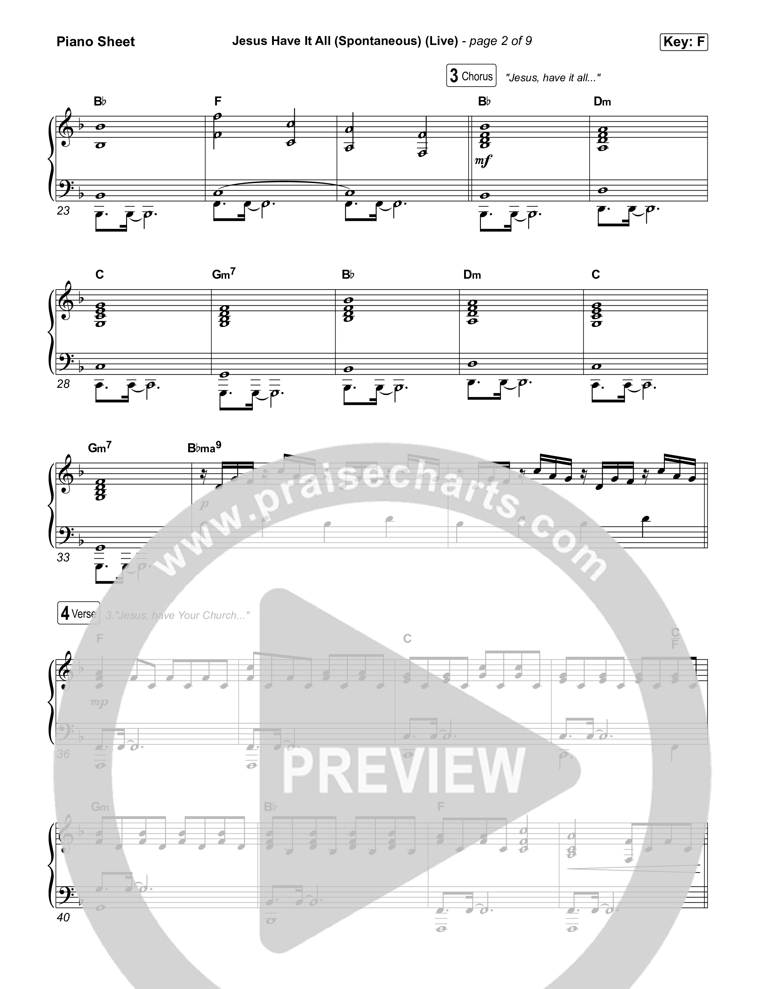 Jesus Have It All (Spontaneous) (Live) Piano Sheet (Bethel Music)