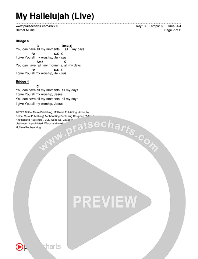 My Hallelujah (Live) Chords & Lyrics (Bethel Music)