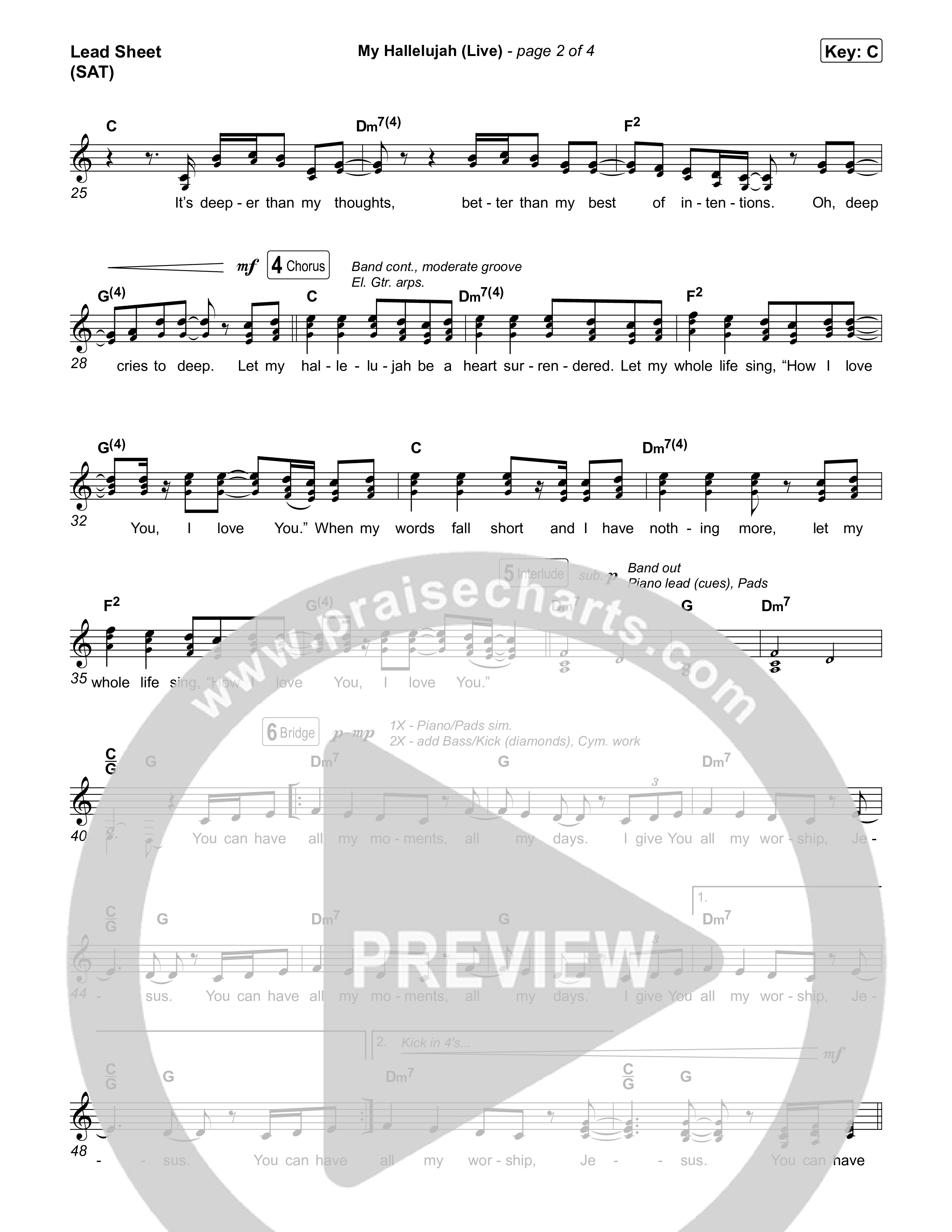 My Hallelujah (Live) Lead Sheet (SAT) (Bethel Music)