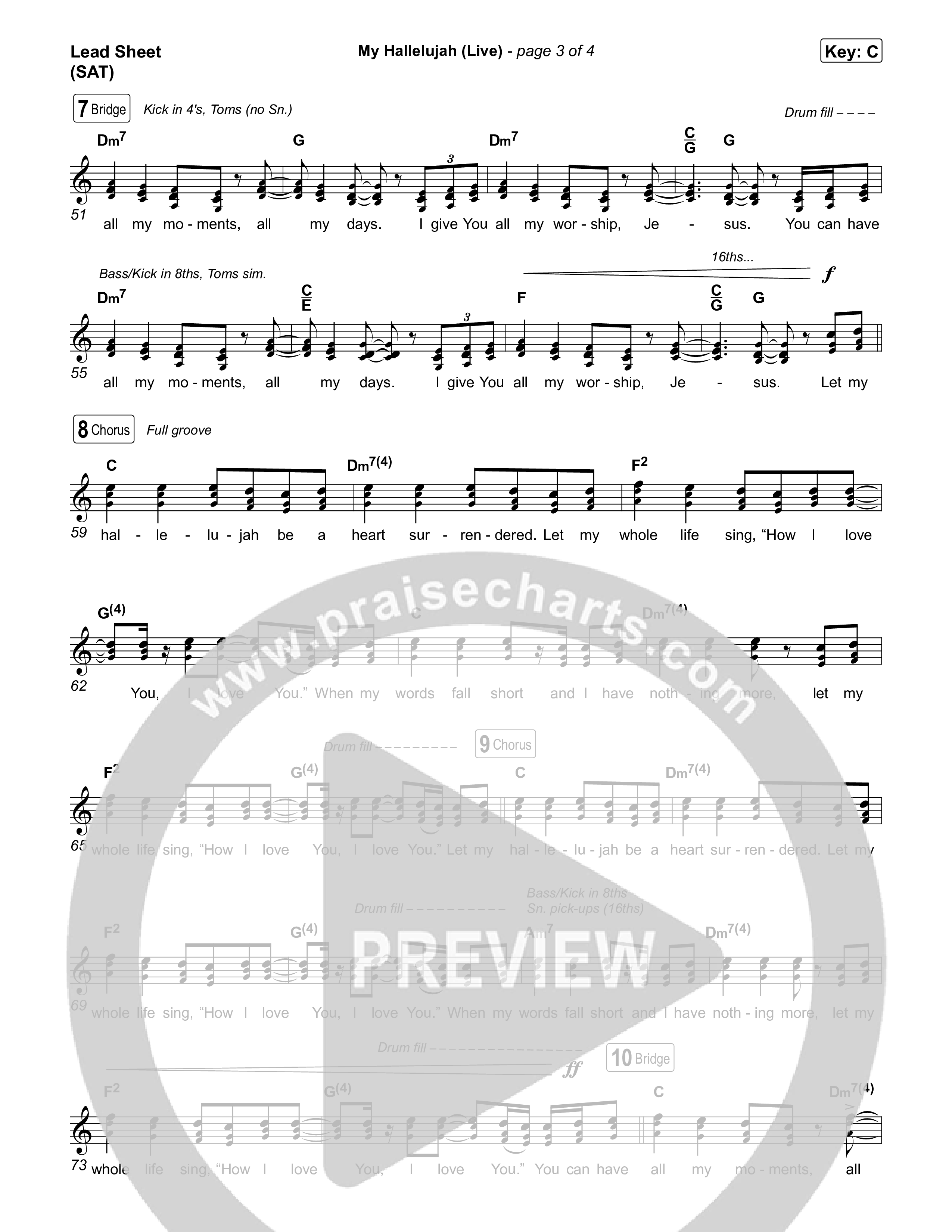 My Hallelujah (Live) Lead Sheet (SAT) (Bethel Music)