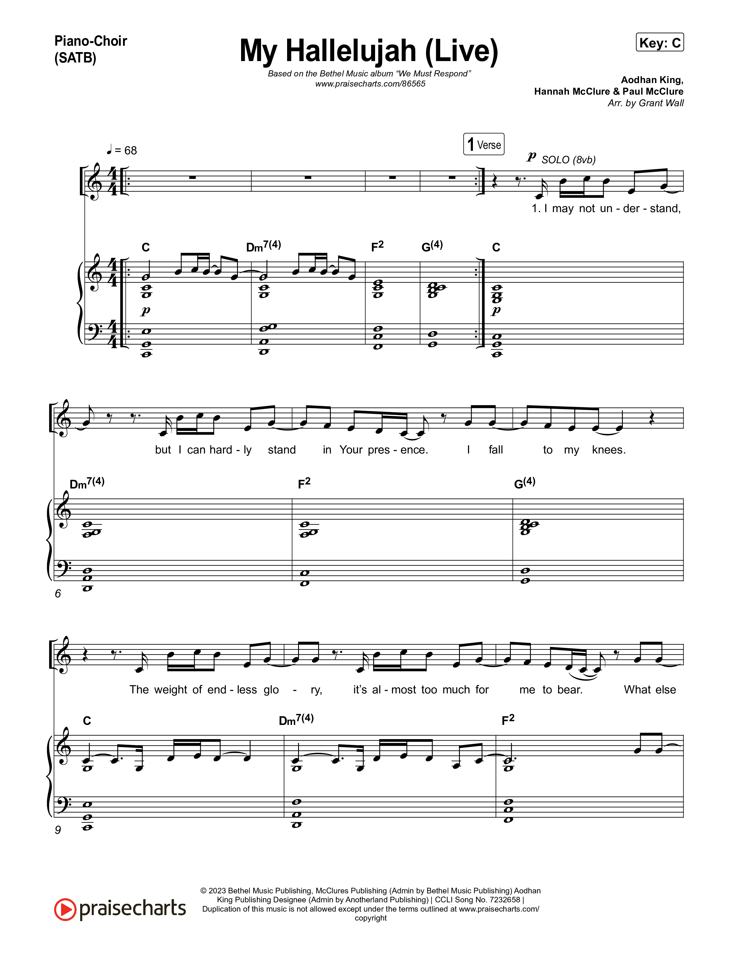 My Hallelujah (Live) Piano/Vocal Pack (Bethel Music)