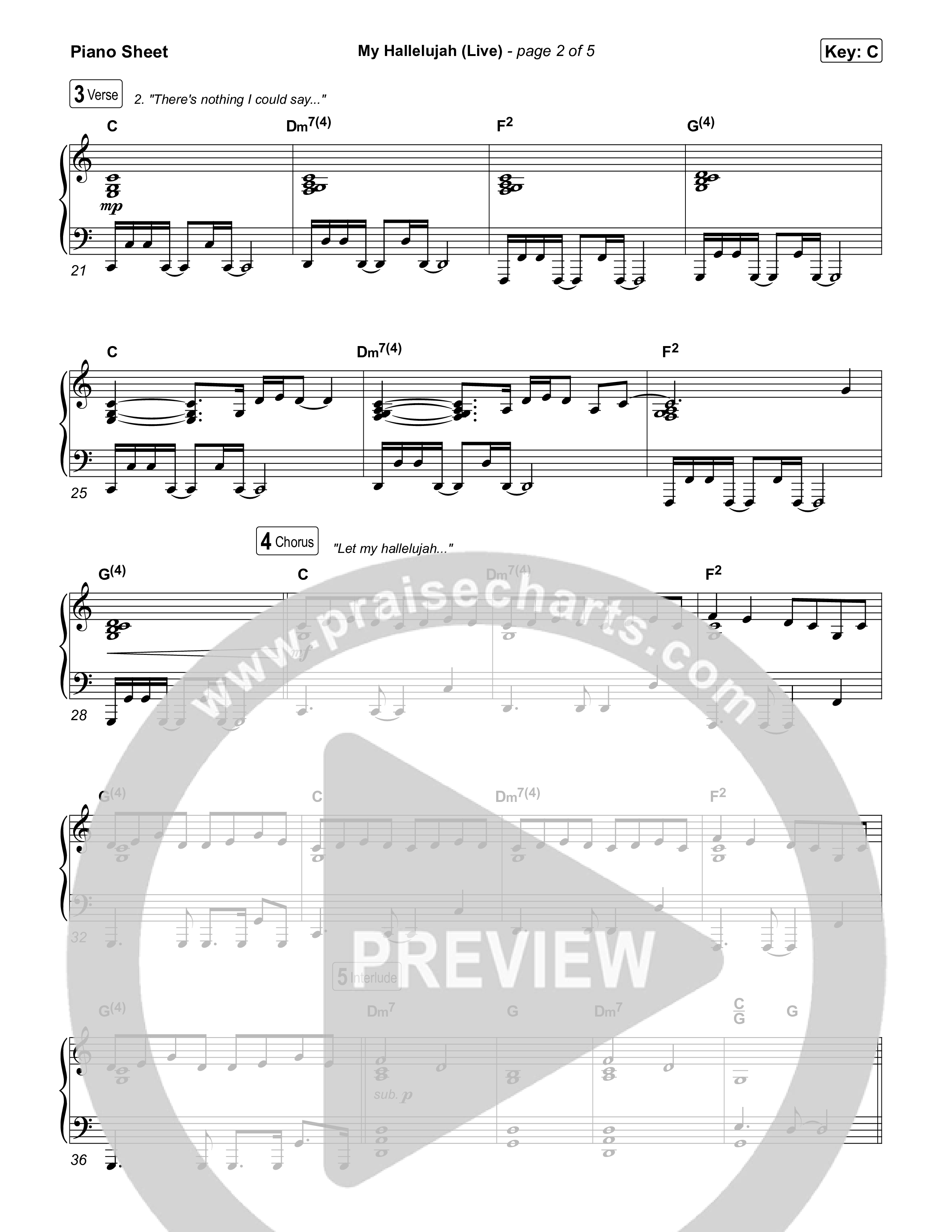 My Hallelujah (Live) Piano Sheet (Bethel Music)