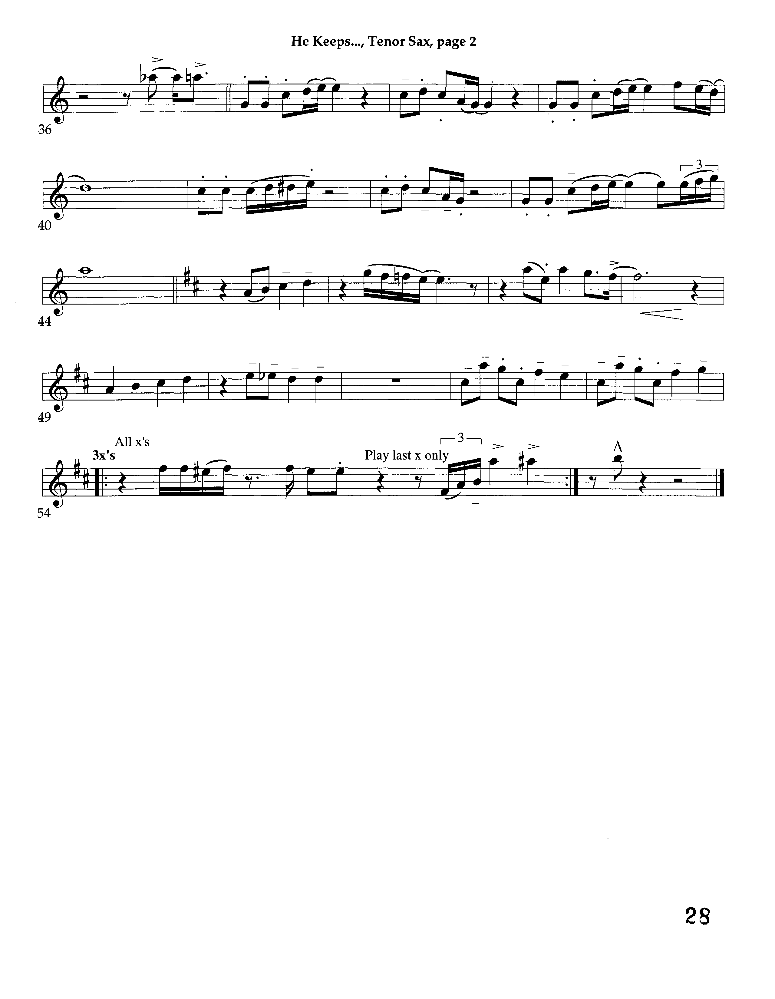 He Keeps Me Singing (Instrumental) Tenor Sax 1 (Lifeway Choral / Lifeway Worship / Arr. Richard Kingsmore)