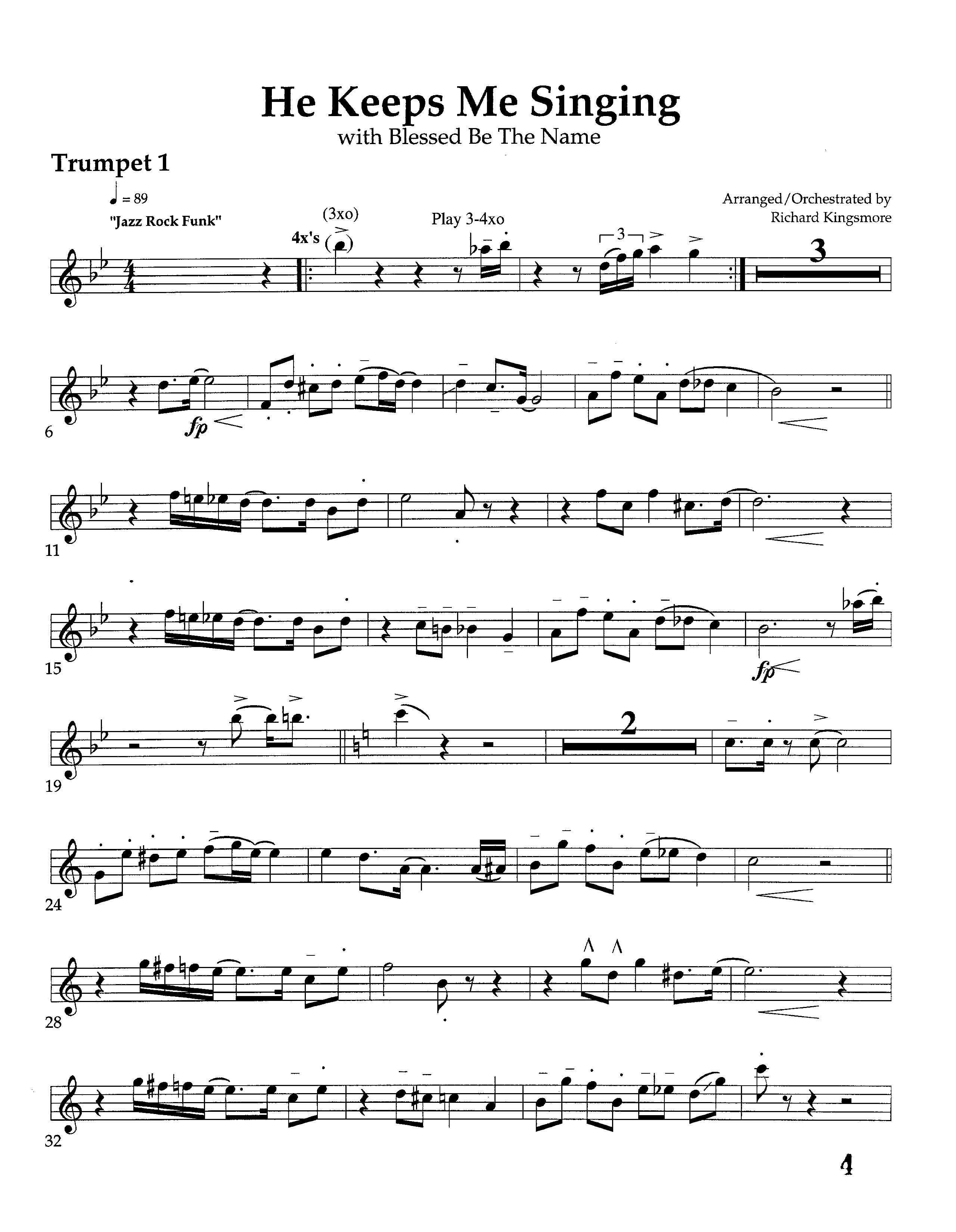 He Keeps Me Singing (Instrumental) Trumpet 1 (Lifeway Choral / Lifeway Worship / Arr. Richard Kingsmore)