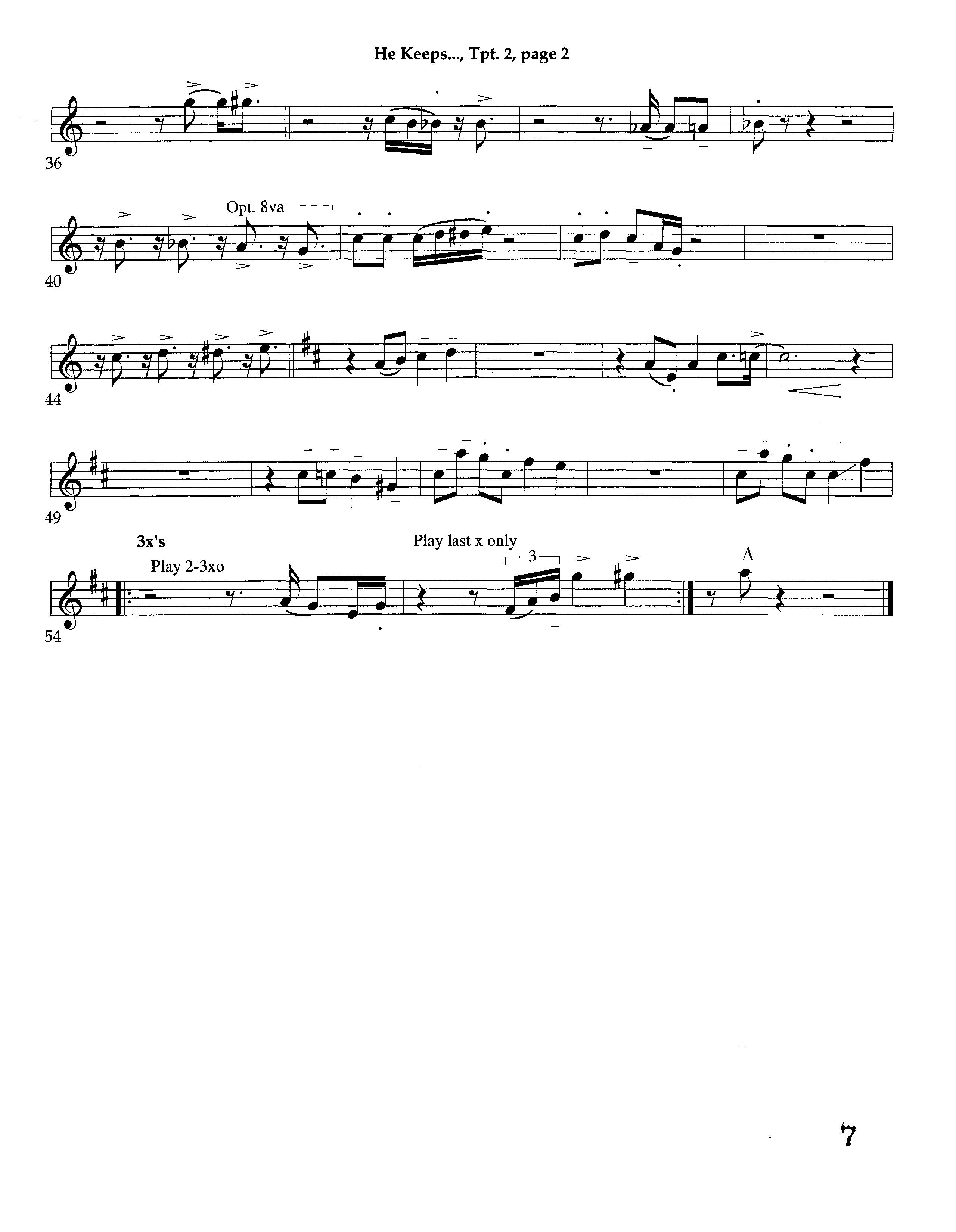 He Keeps Me Singing (Instrumental) Trumpet 2 (Lifeway Choral / Lifeway Worship / Arr. Richard Kingsmore)
