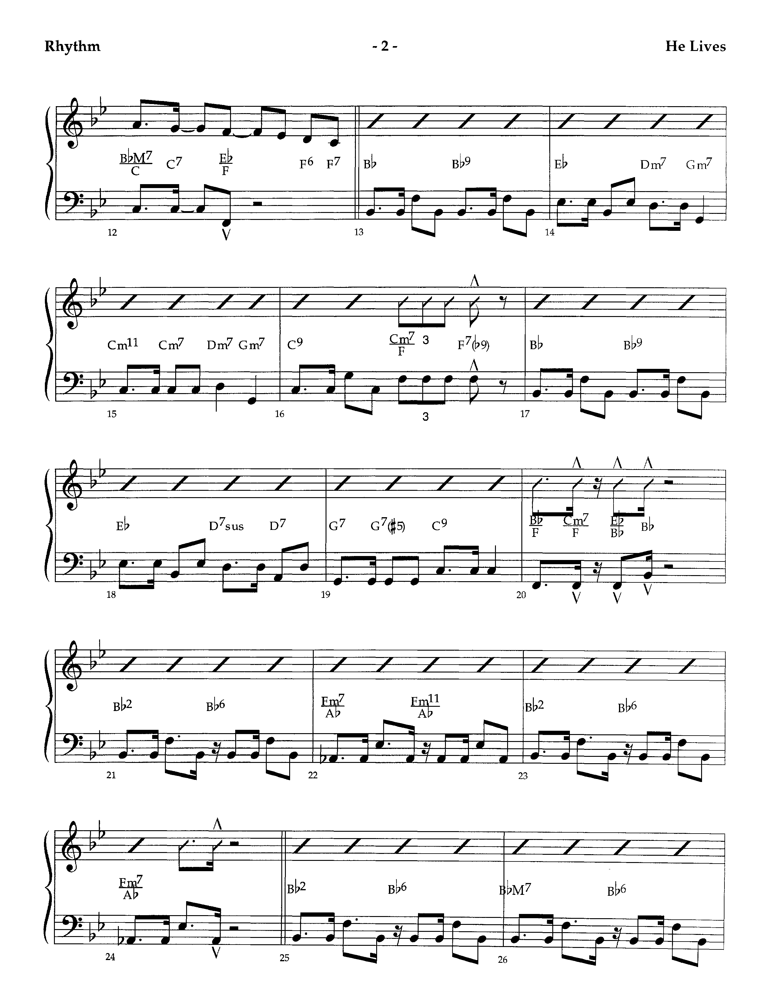 He Lives (Instrumental) Rhythm Chart (Lifeway Worship / Arr. Richard Kingsmore)