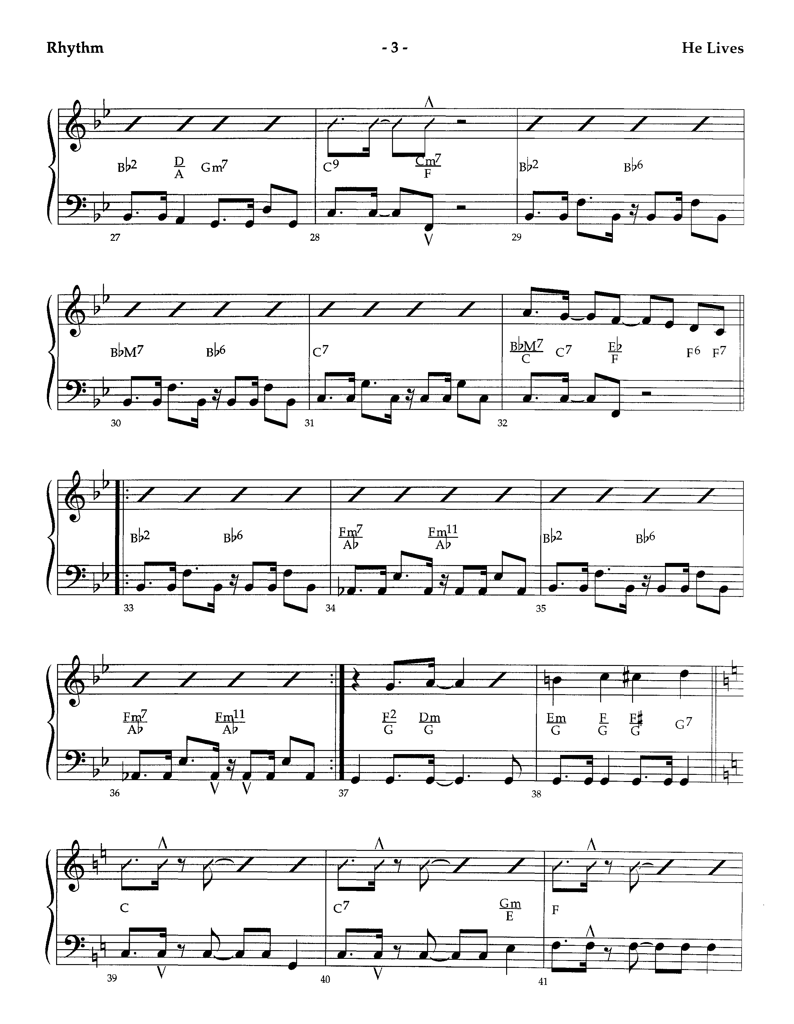 He Lives (Instrumental) Rhythm Chart (Lifeway Worship / Arr. Richard Kingsmore)