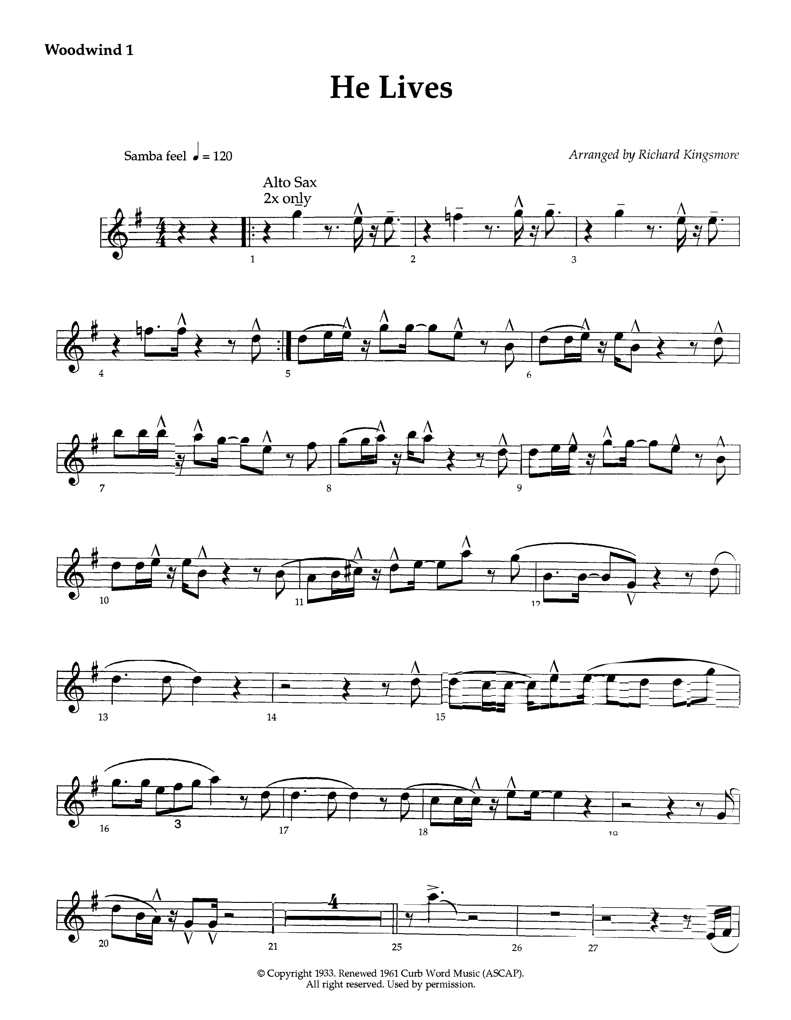 He Lives (Instrumental) Winds (Lifeway Worship / Arr. Richard Kingsmore)