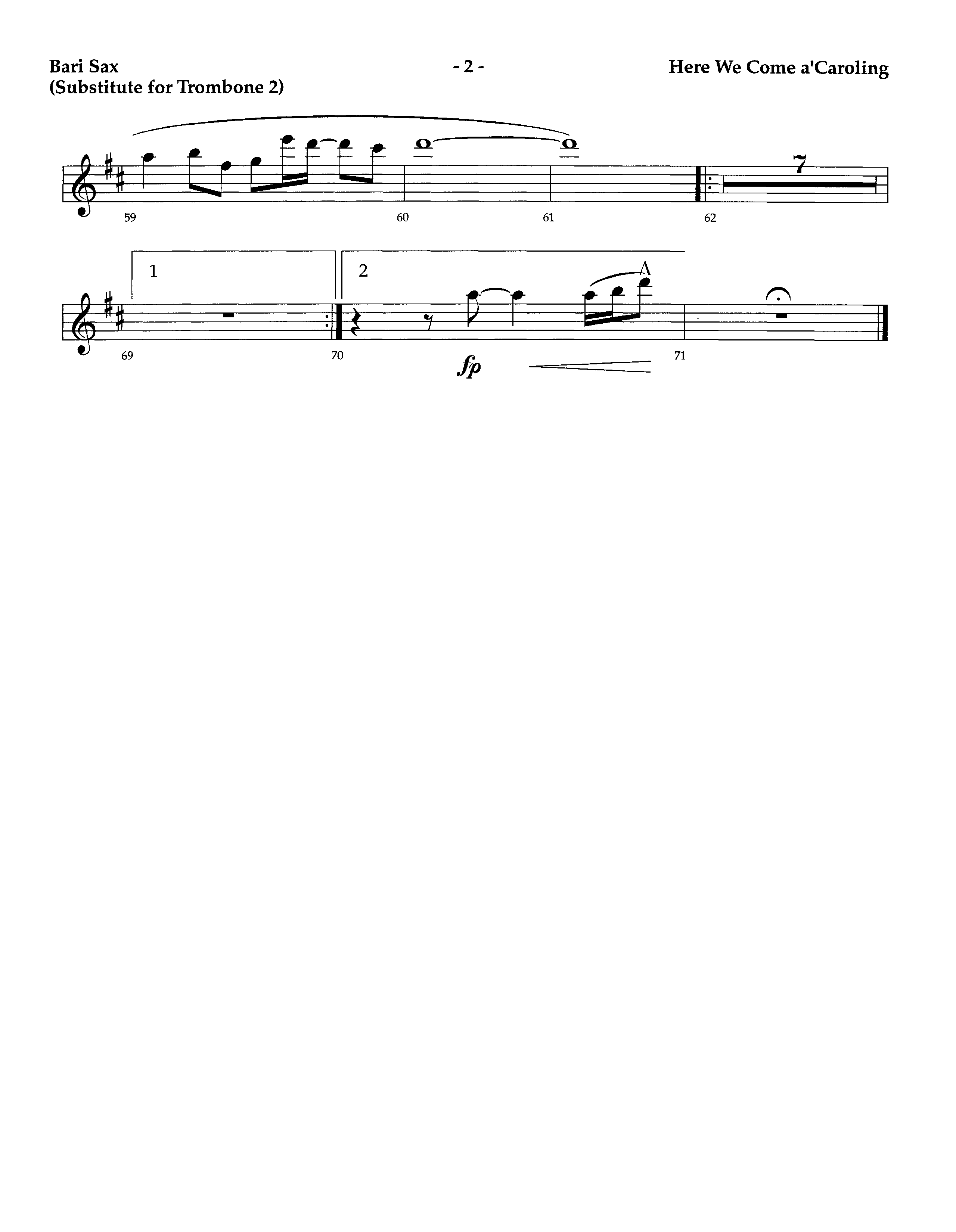 Here We Come A'Caroling (Instrumental) Bari Sax (Lifeway Worship / Arr. Richard Kingsmore)