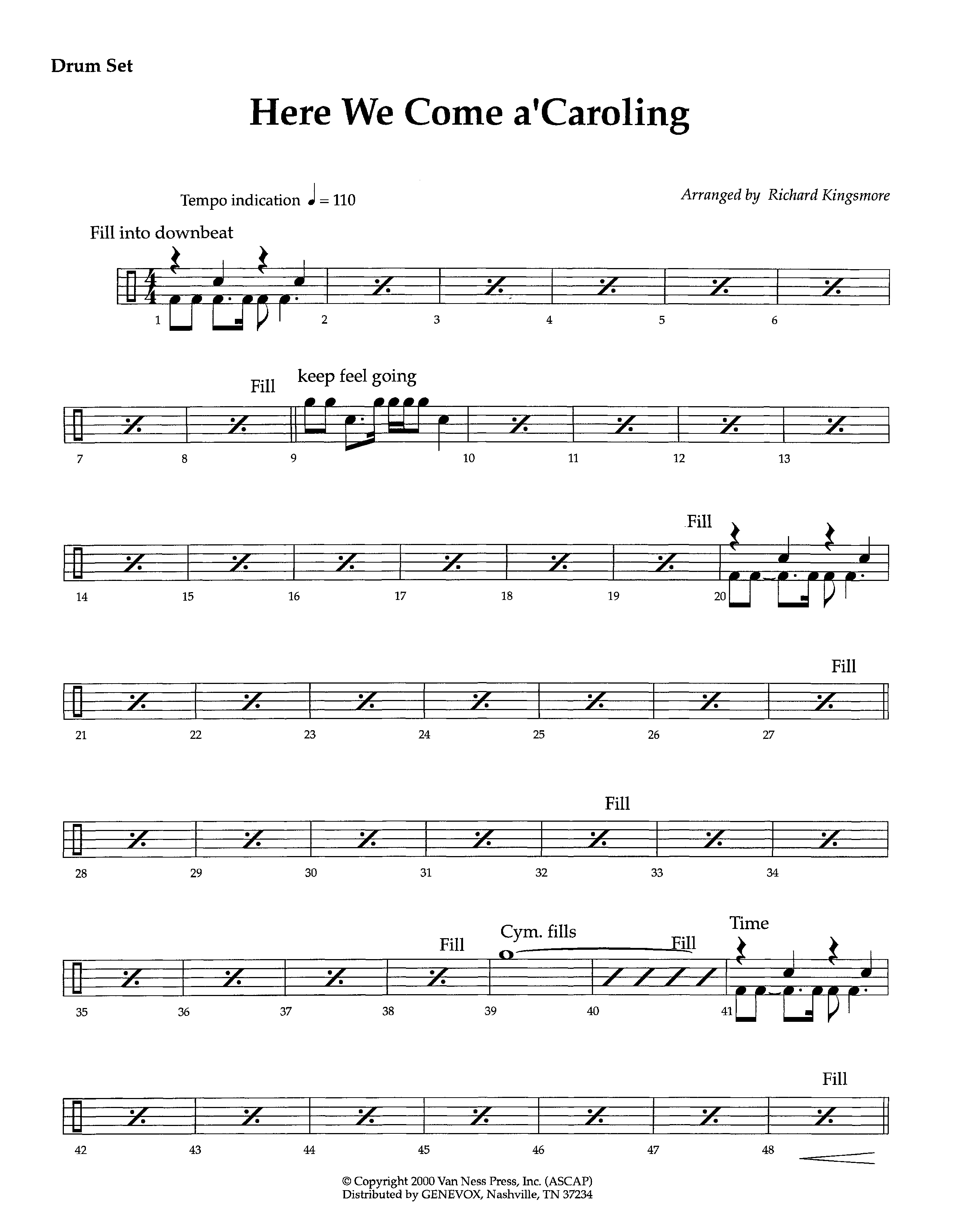Here We Come A'Caroling (Instrumental) Drum Set (Lifeway Worship / Arr. Richard Kingsmore)