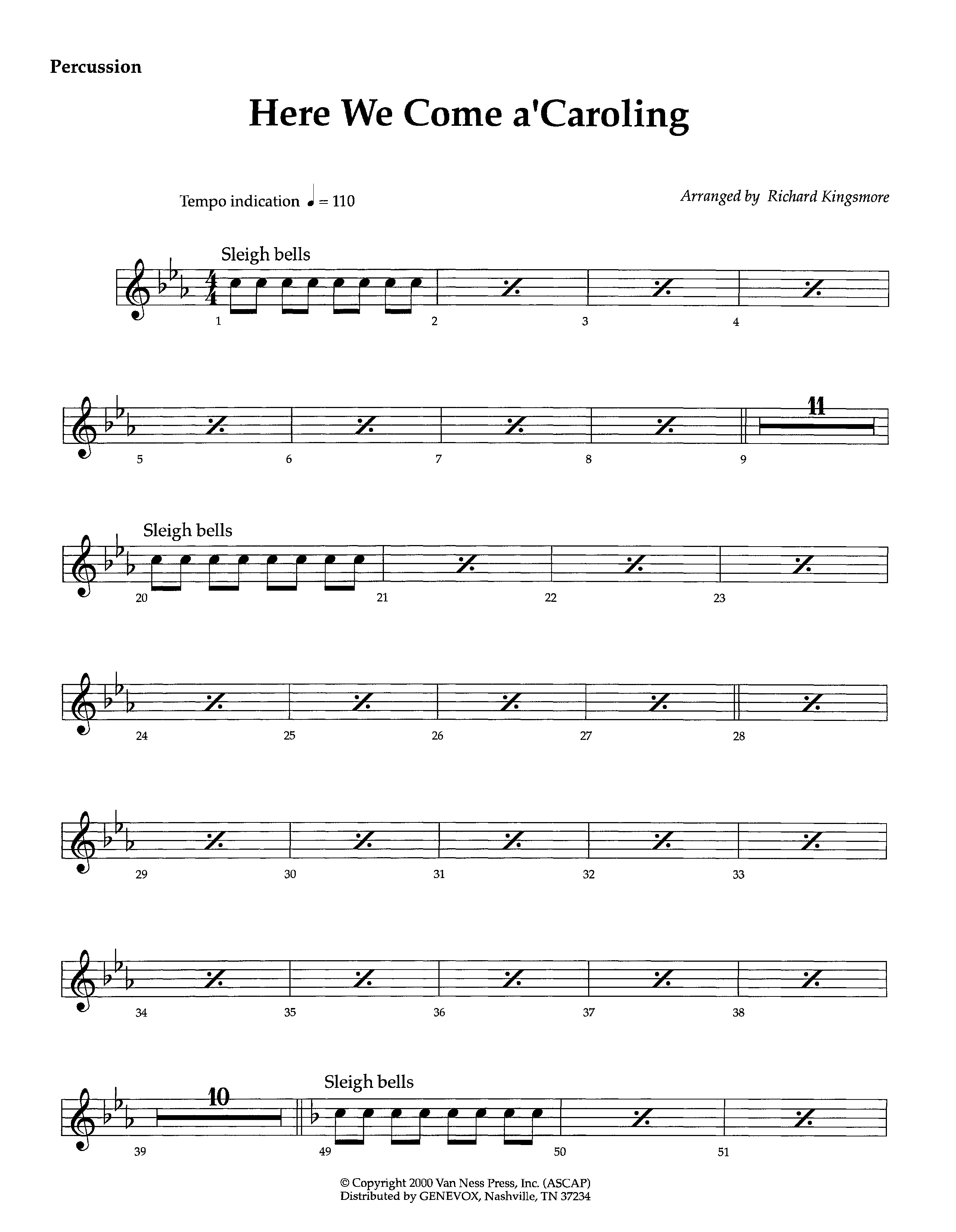 Here We Come A'Caroling (Instrumental) Percussion (Lifeway Worship / Arr. Richard Kingsmore)
