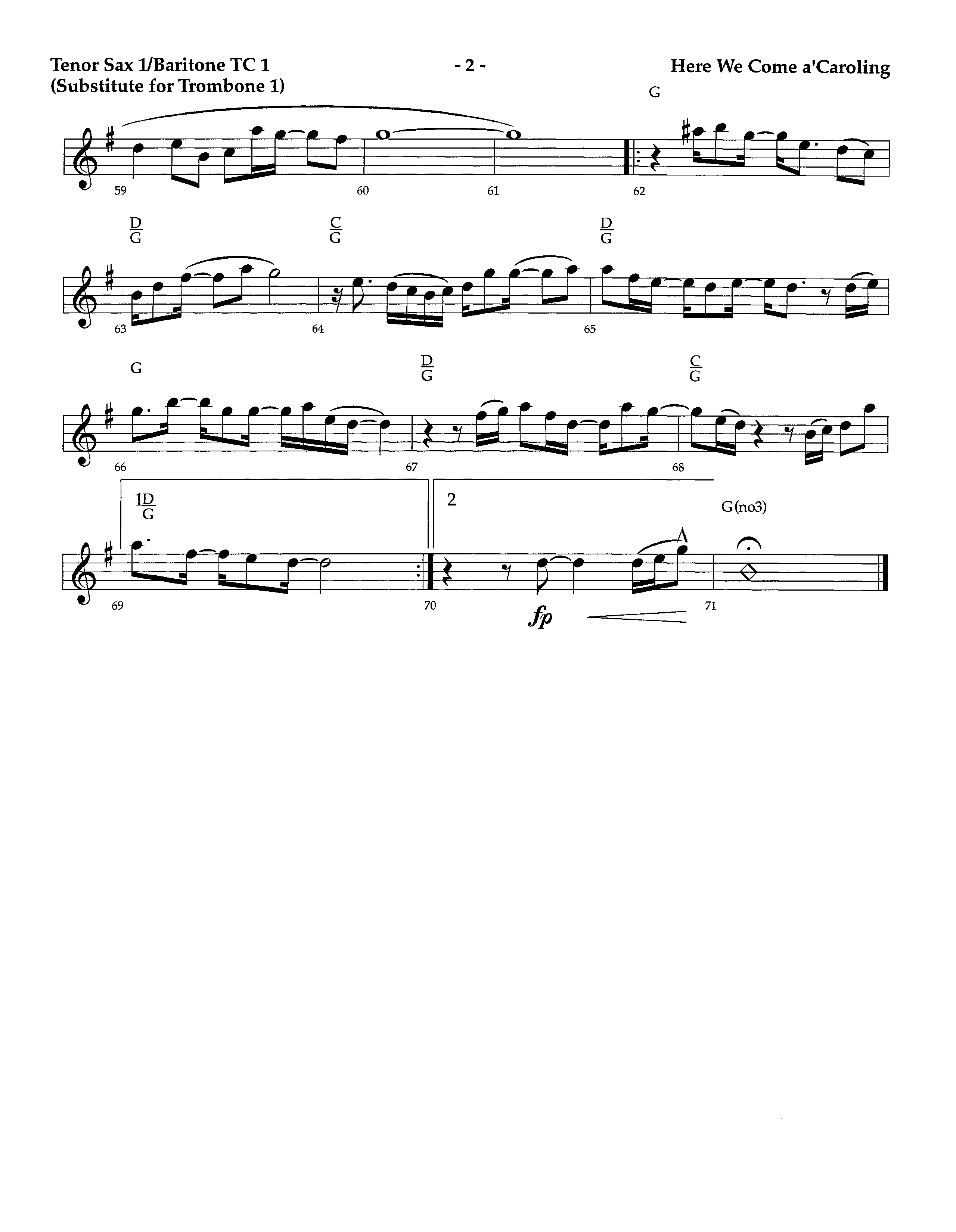 Here We Come A'Caroling (Instrumental) Tenor Sax/Baritone T.C. (Lifeway Worship / Arr. Richard Kingsmore)