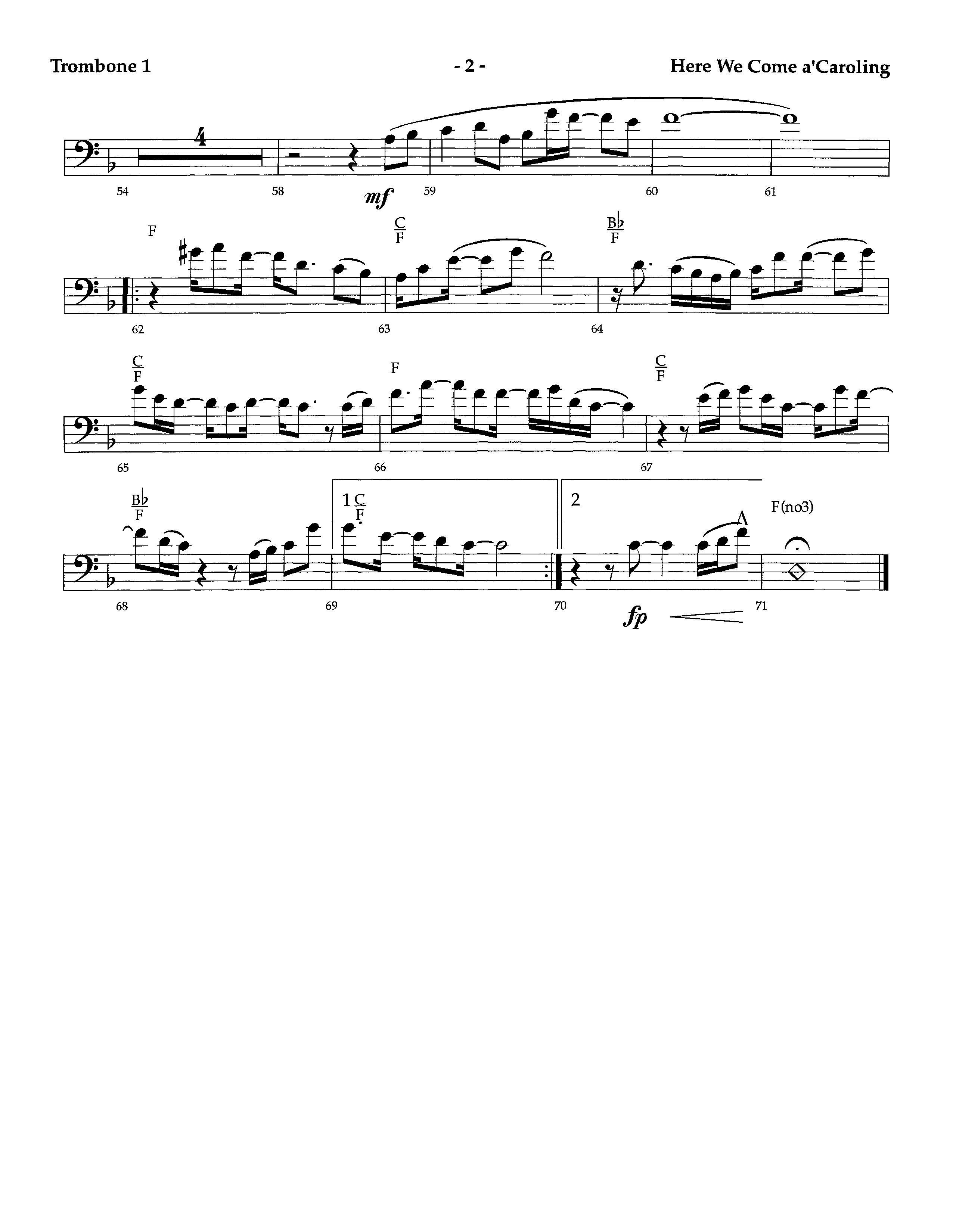 Here We Come A'Caroling (Instrumental) Trombone 1 (Lifeway Worship / Arr. Richard Kingsmore)