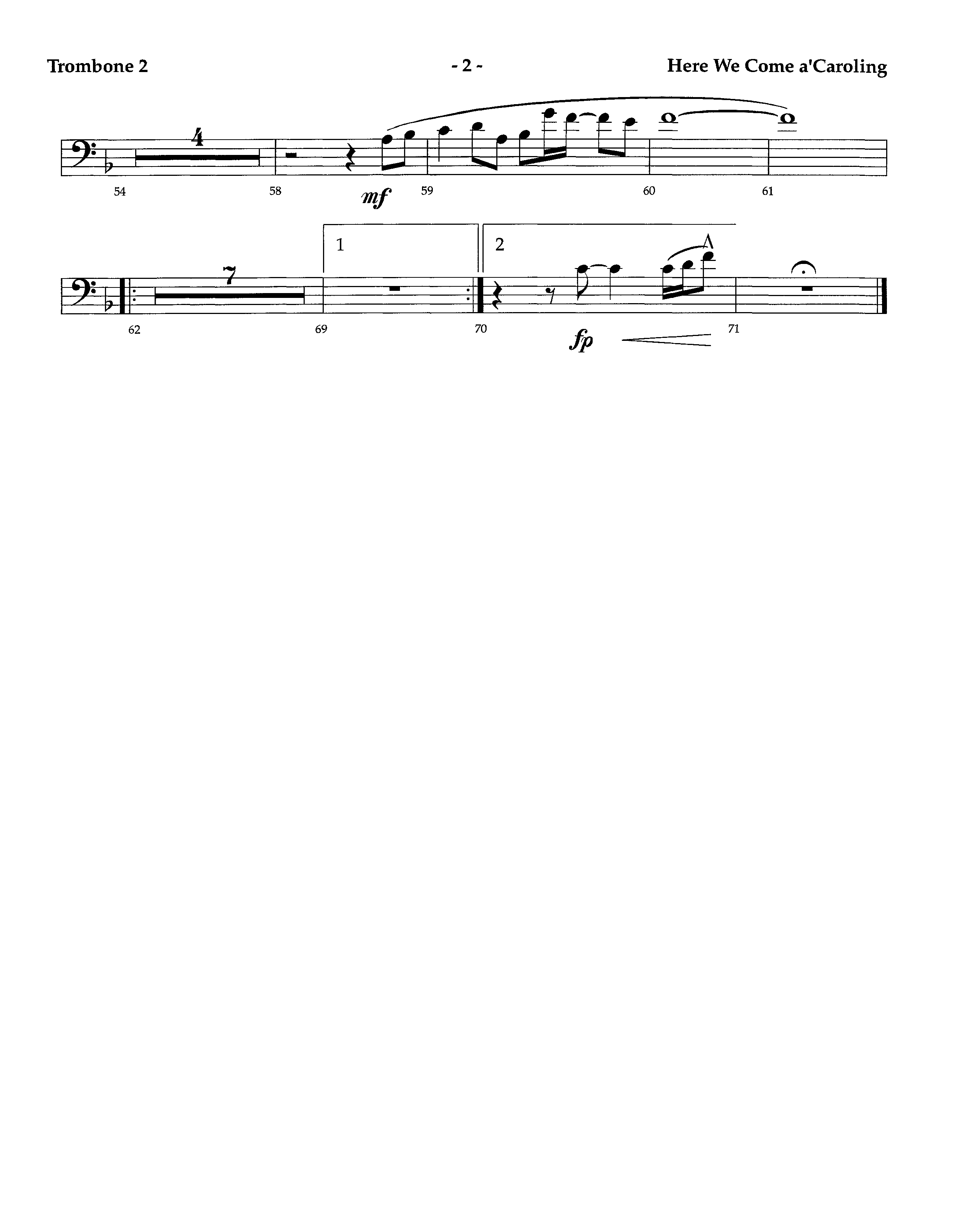 Here We Come A'Caroling (Instrumental) Trombone 2 (Lifeway Worship / Arr. Richard Kingsmore)