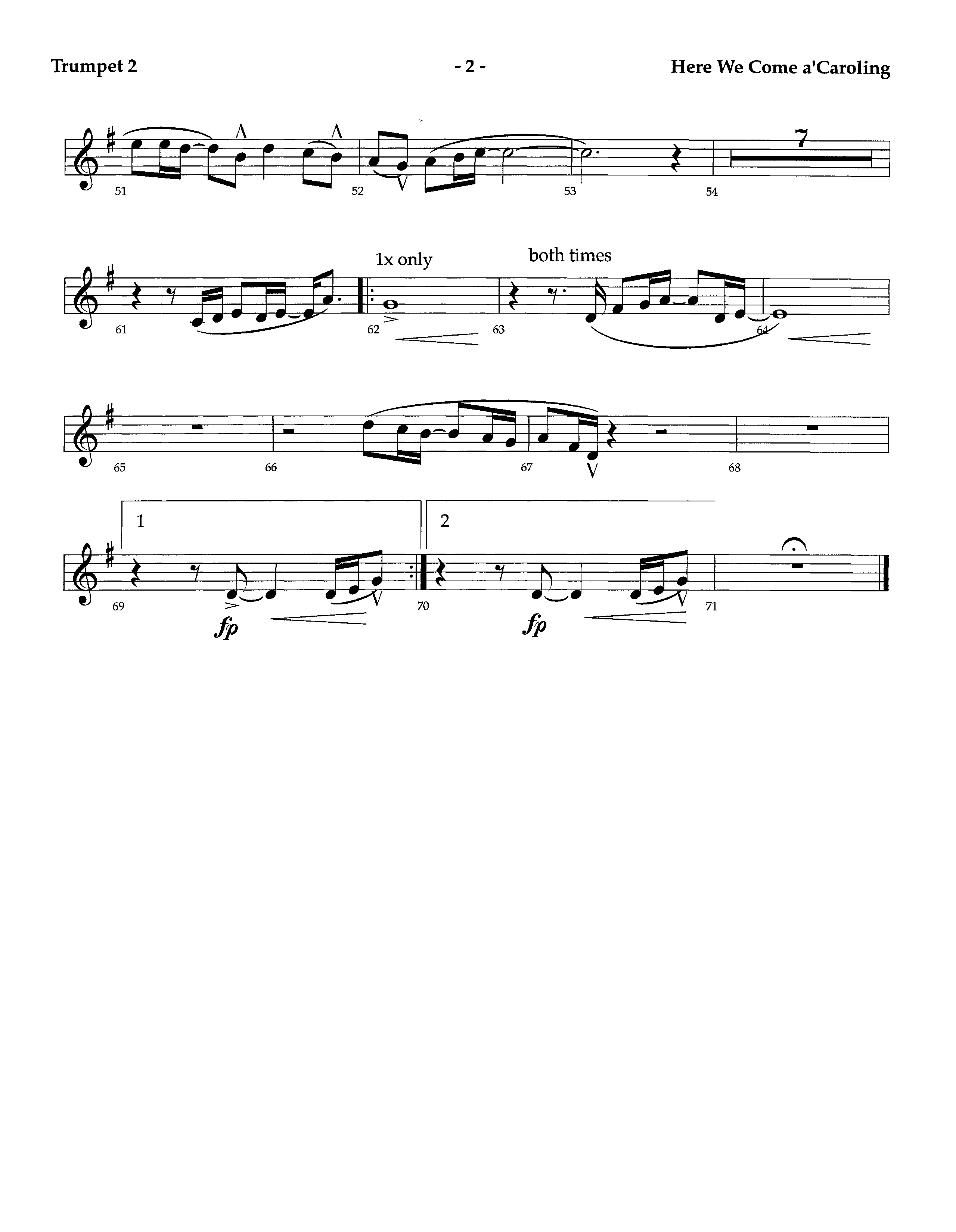 Here We Come A'Caroling (Instrumental) Trumpet 2 (Lifeway Worship / Arr. Richard Kingsmore)