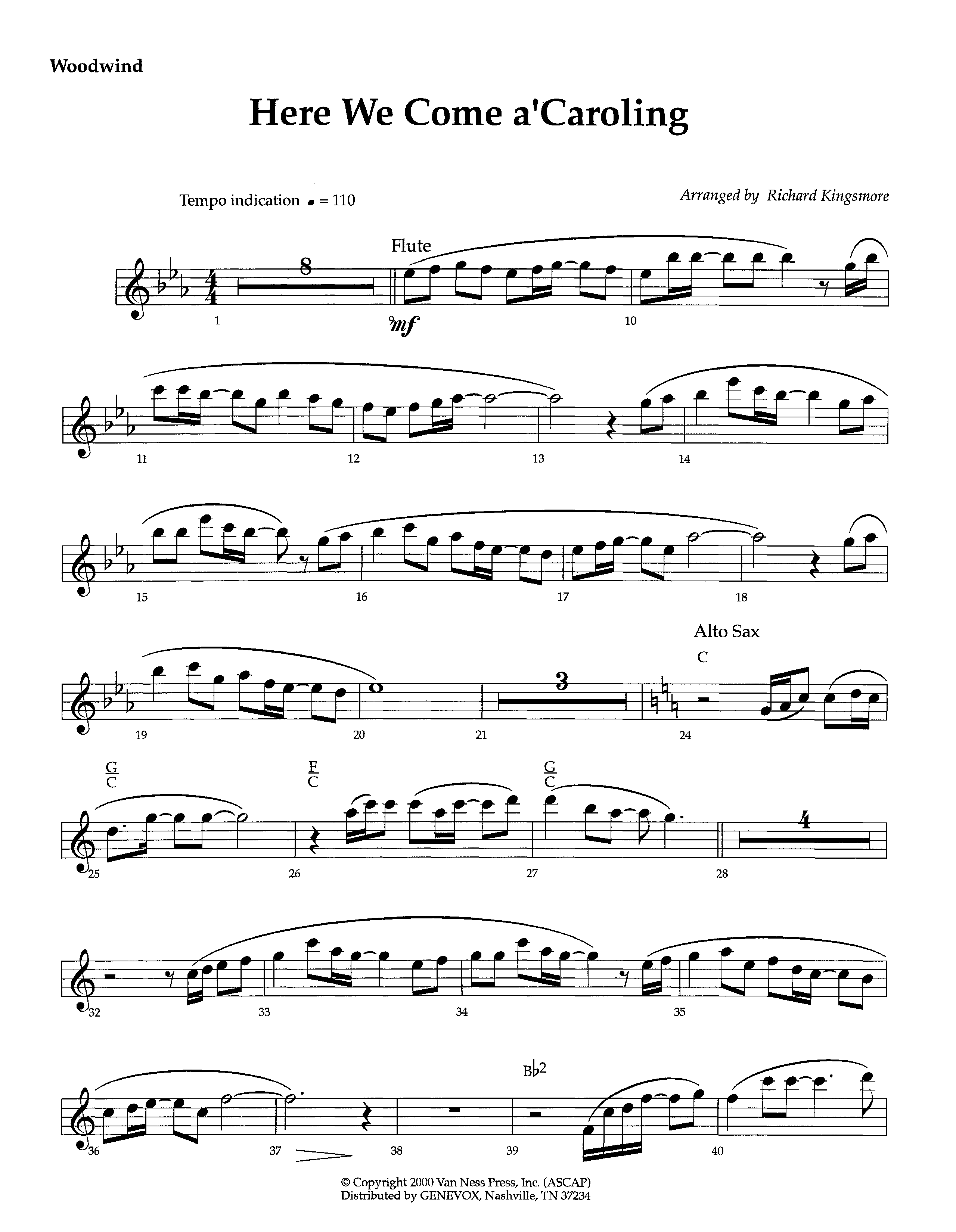 Here We Come A'Caroling (Instrumental) Winds (Lifeway Worship / Arr. Richard Kingsmore)