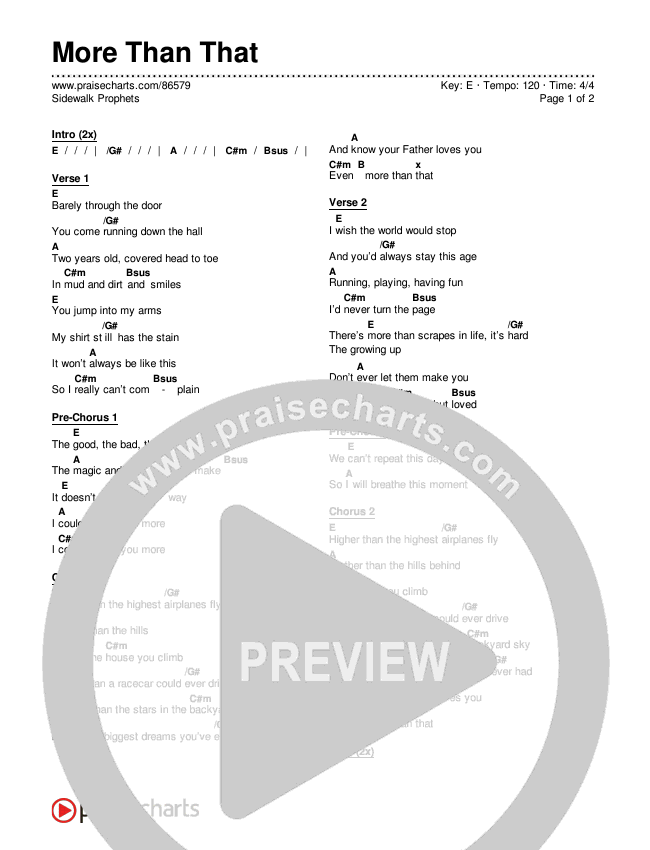 More Than That Chords & Lyrics (Sidewalk Prophets)