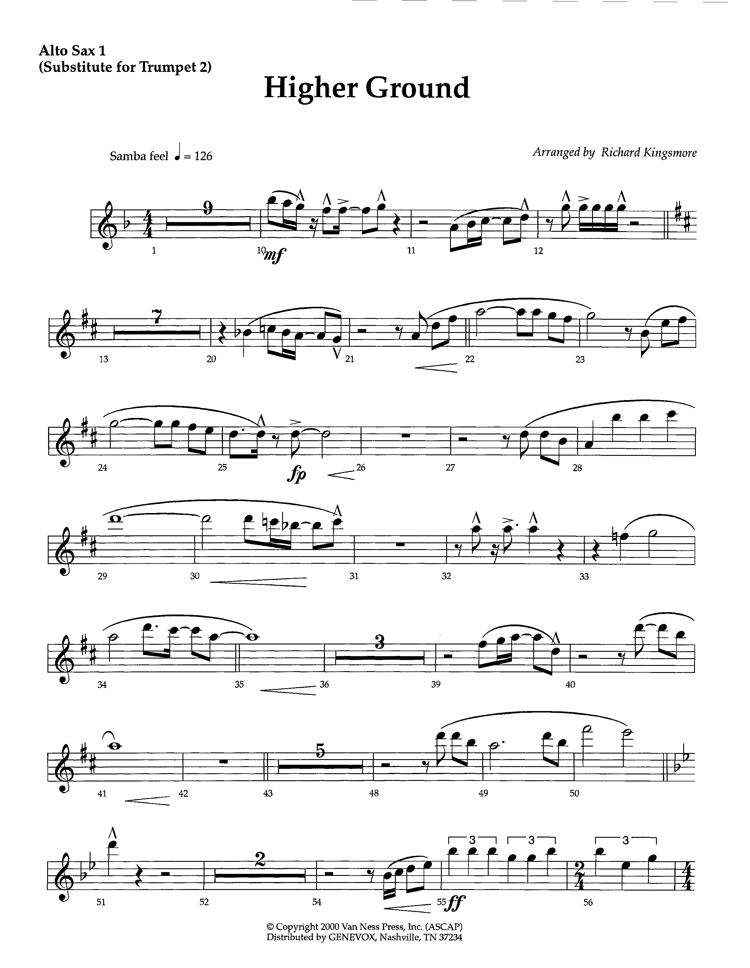 Higher Ground (Instrumental) Alto Sax 1/2 (Lifeway Worship / Arr. Richard Kingsmore)