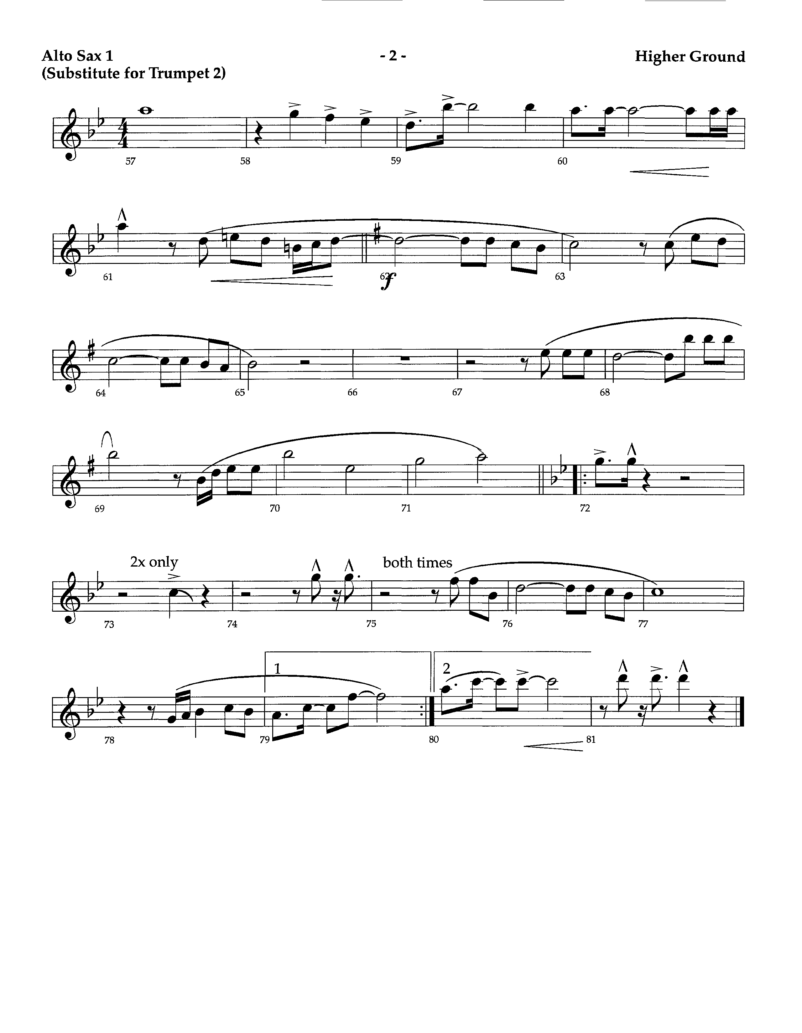 Higher Ground (Instrumental) Alto Sax 1/2 (Lifeway Worship / Arr. Richard Kingsmore)