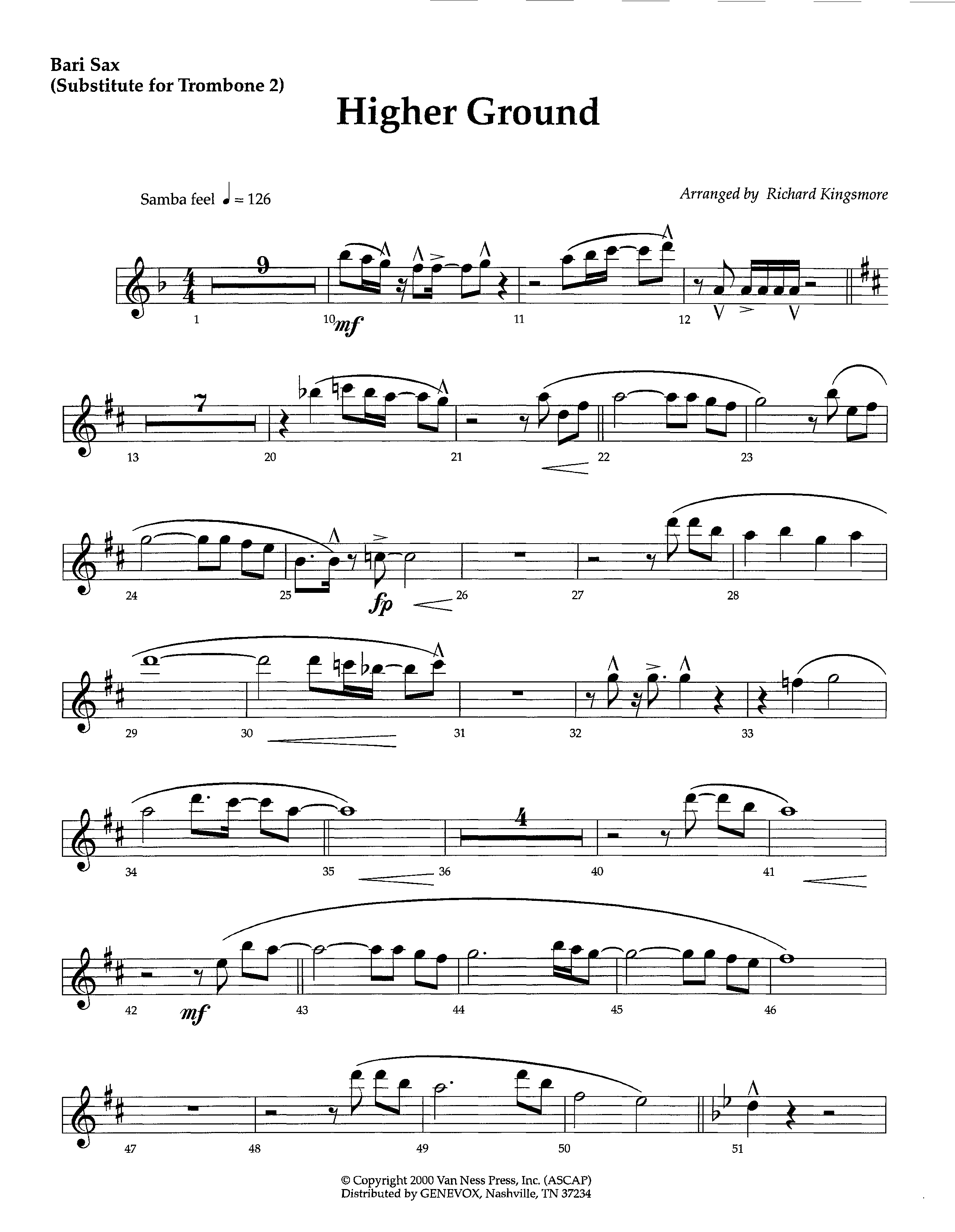 Higher Ground (Instrumental) Bari Sax (Lifeway Worship / Arr. Richard Kingsmore)