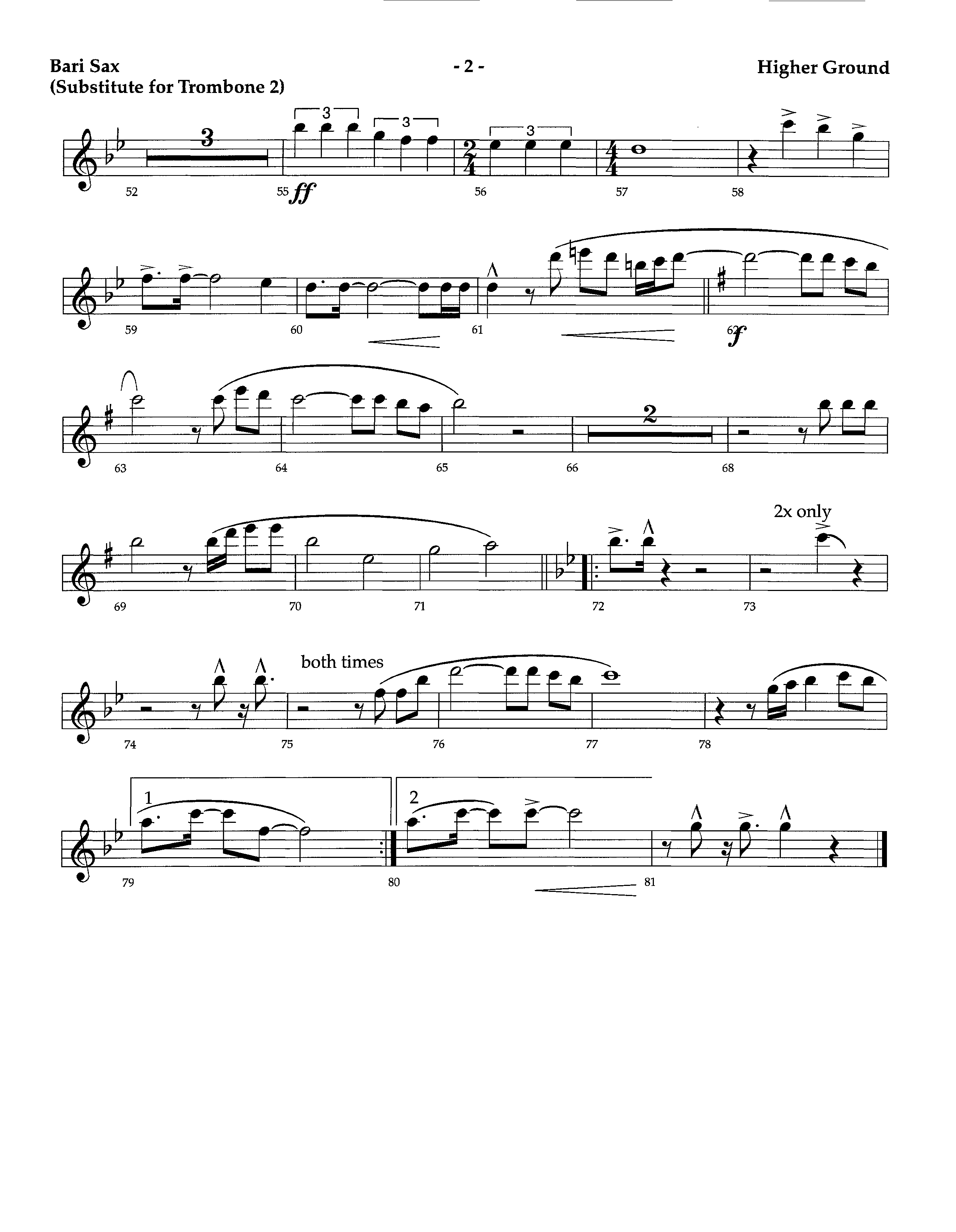 Higher Ground (Instrumental) Bari Sax (Lifeway Worship / Arr. Richard Kingsmore)