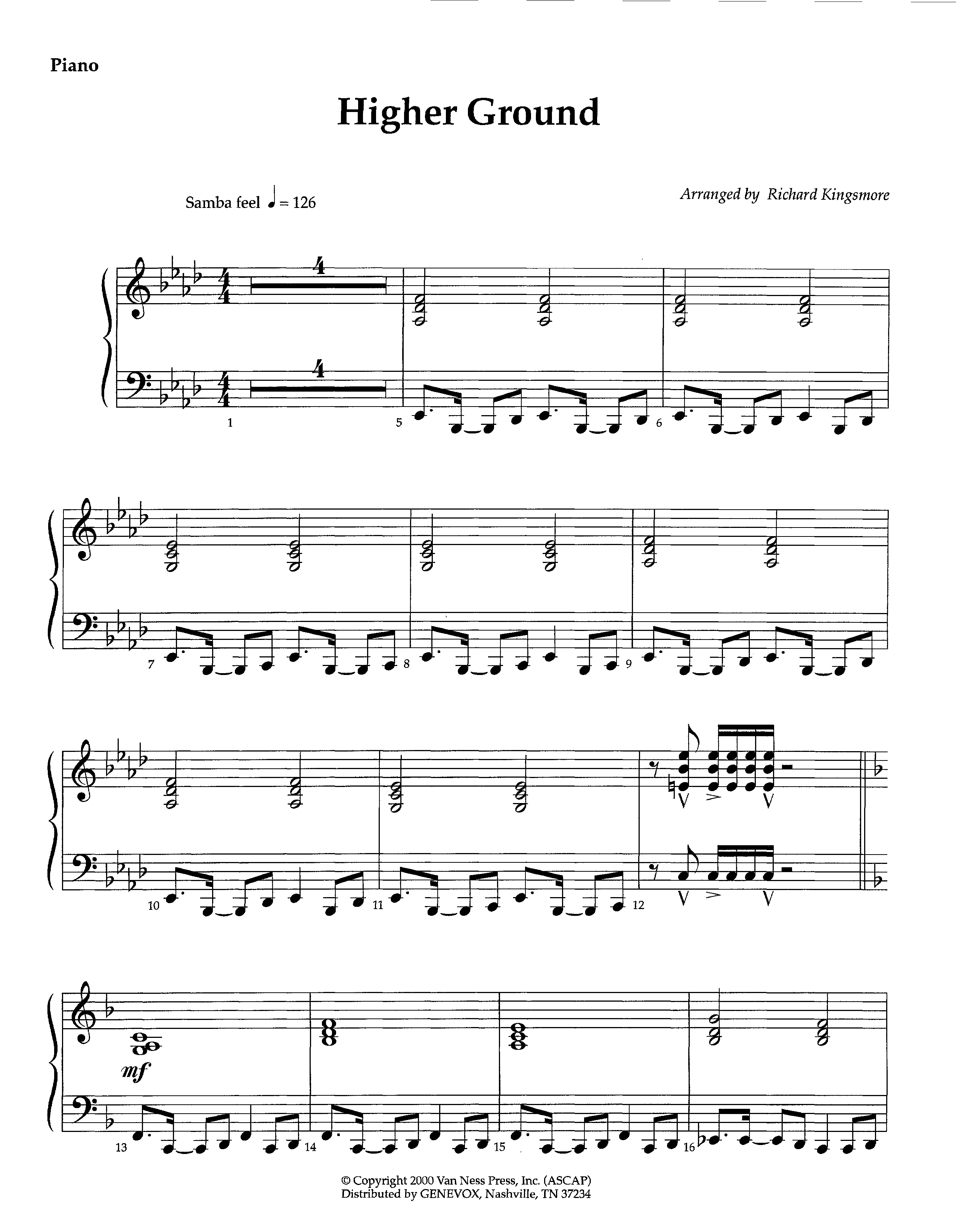 Higher Ground (Instrumental) Piano Sheet (Lifeway Worship / Arr. Richard Kingsmore)