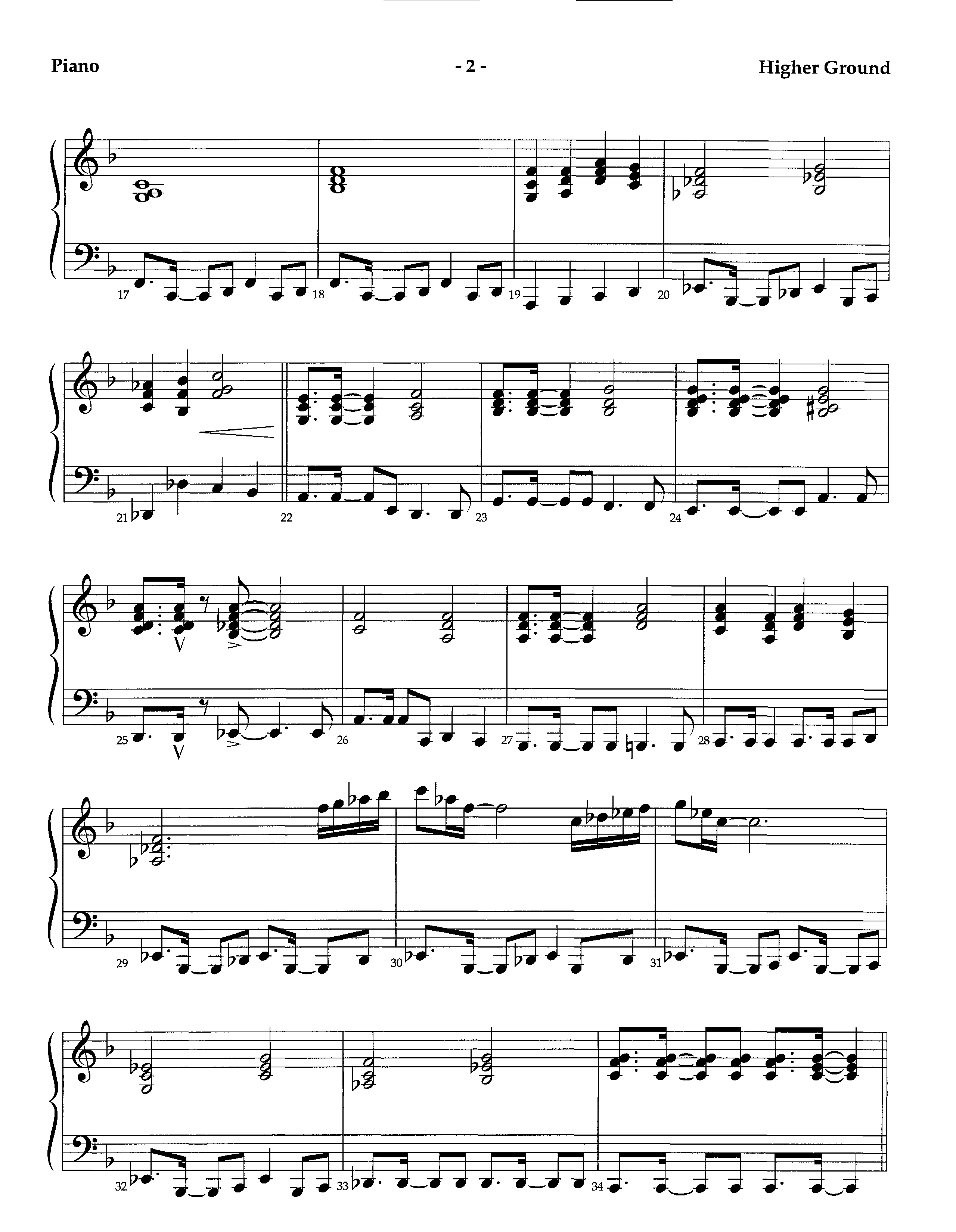 Higher Ground (Instrumental) Piano Sheet (Lifeway Worship / Arr. Richard Kingsmore)